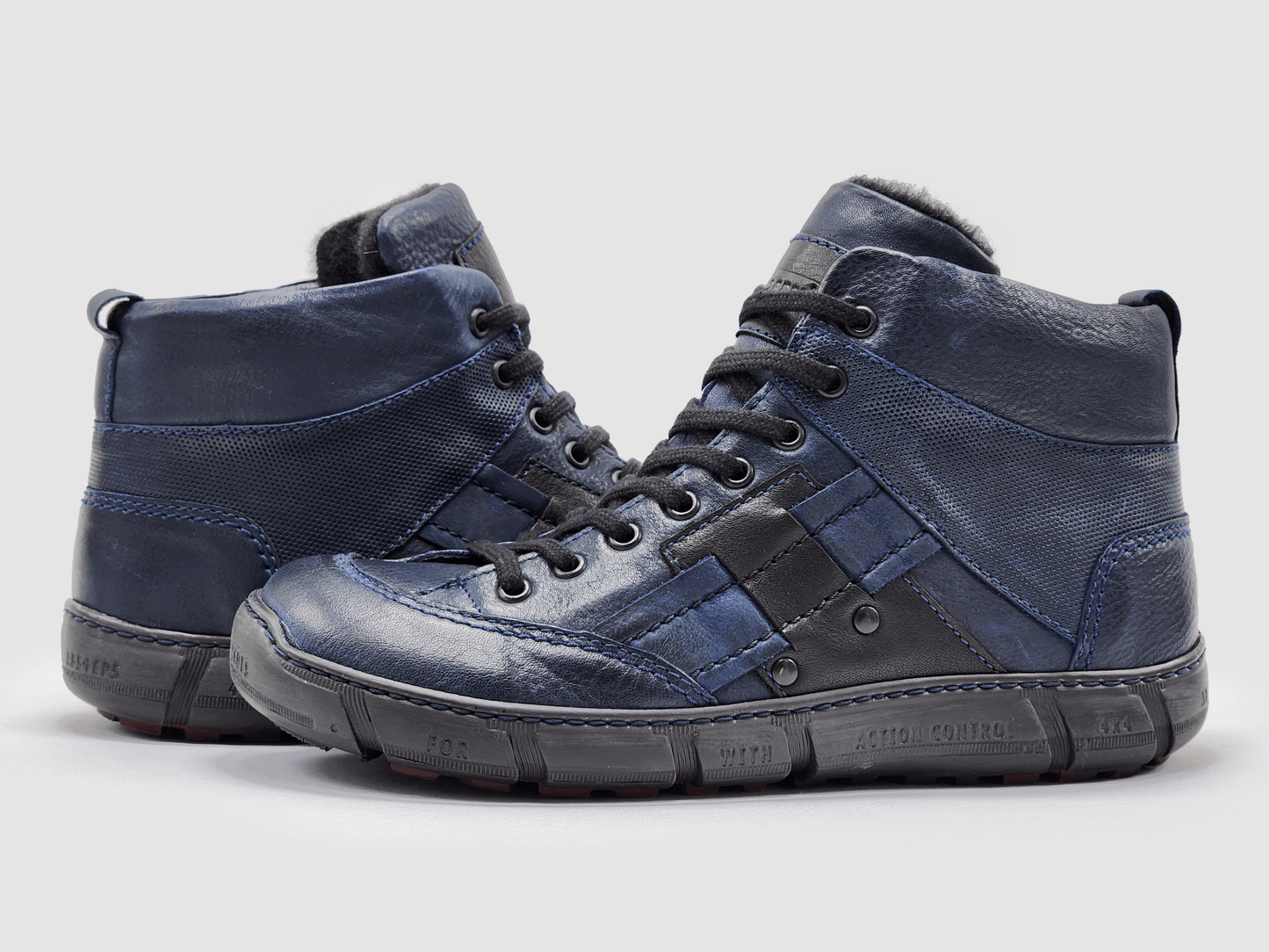 Men's Action Wool - Lined Leather Boots - Navy - Euro Shoe House