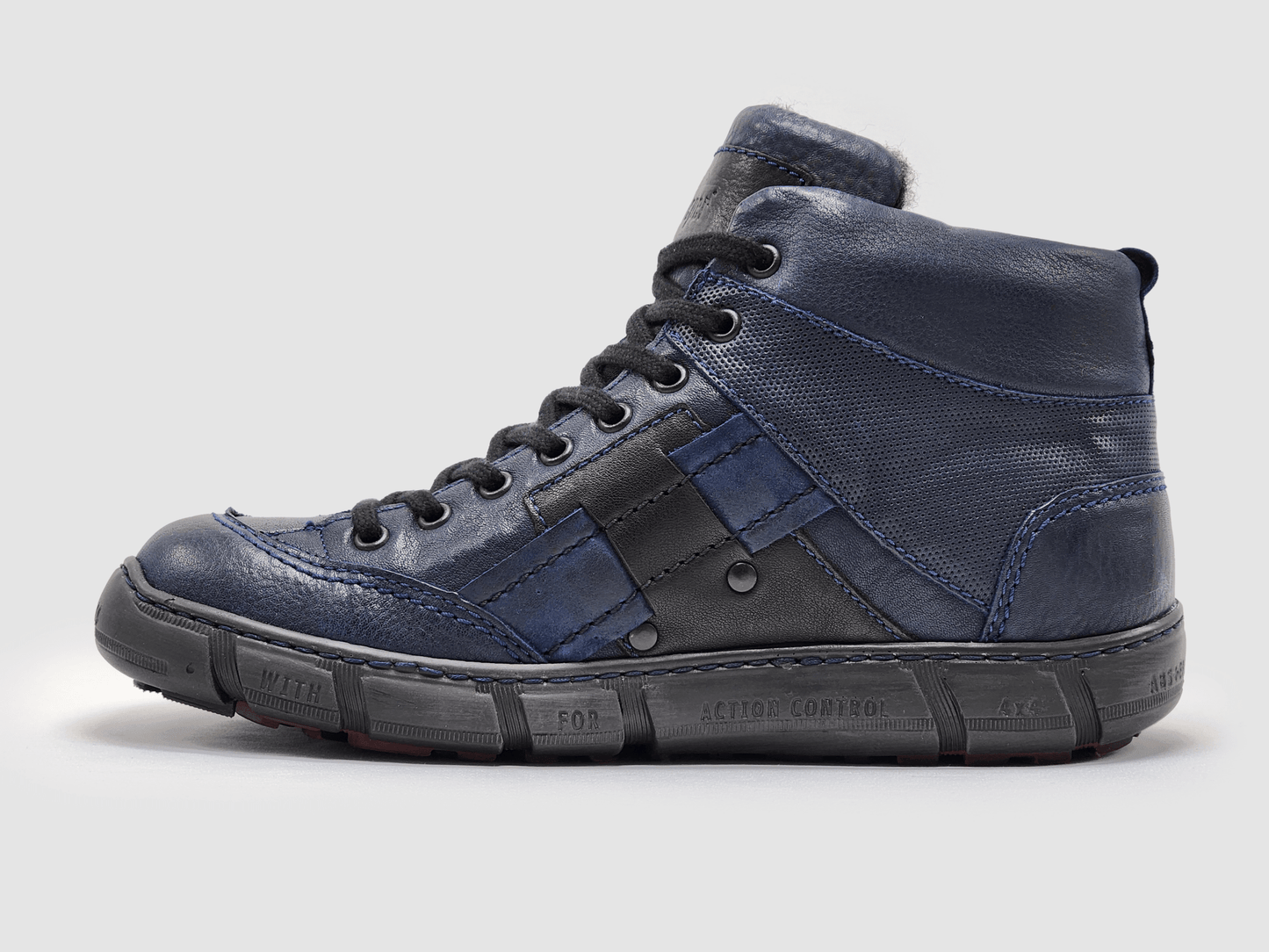 Men's Action Wool - Lined Leather Boots - Navy - Euro Shoe House