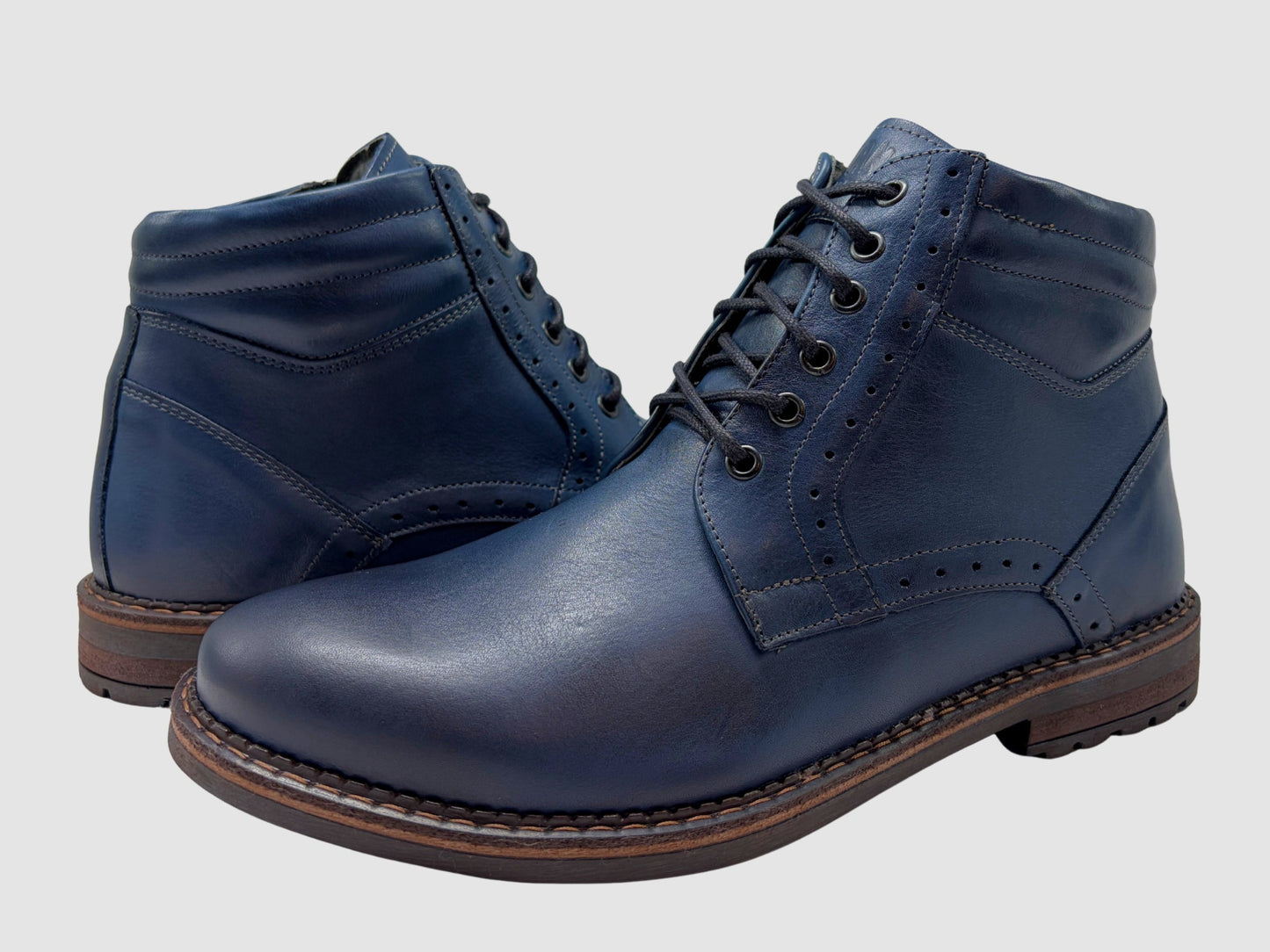 Men's Adrian Leather Boots - Blue - Euro Shoe House