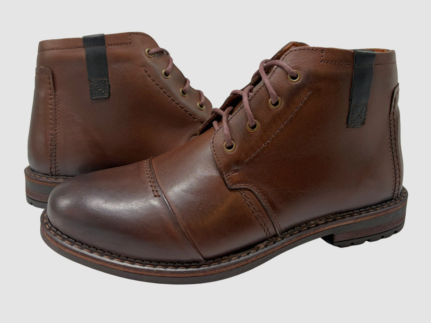 Men's Aron Leather Boots - Brown - Euro Shoe House