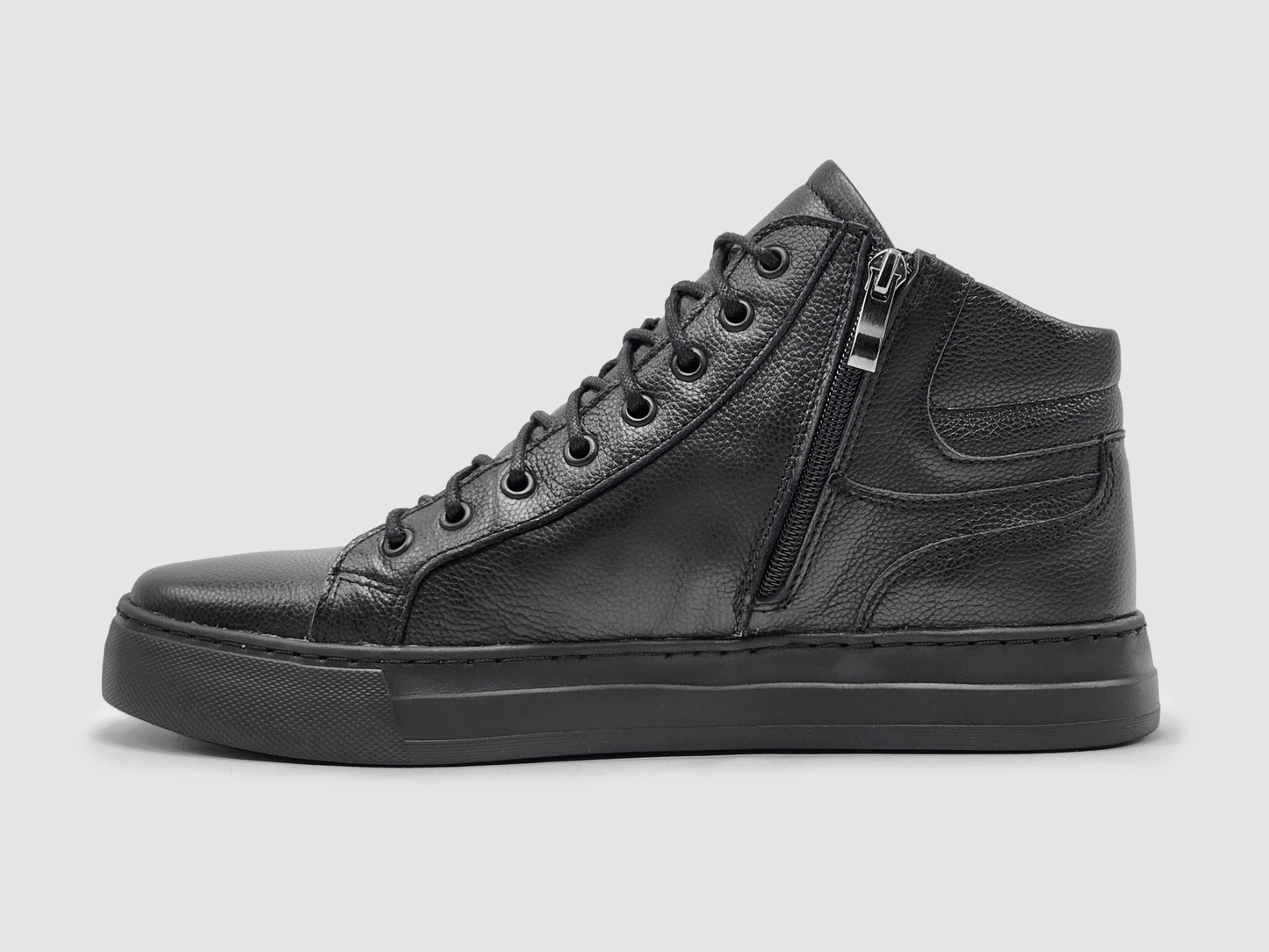 Men's Classic Zip - Up Leather Boots - Black - Euro Shoe House