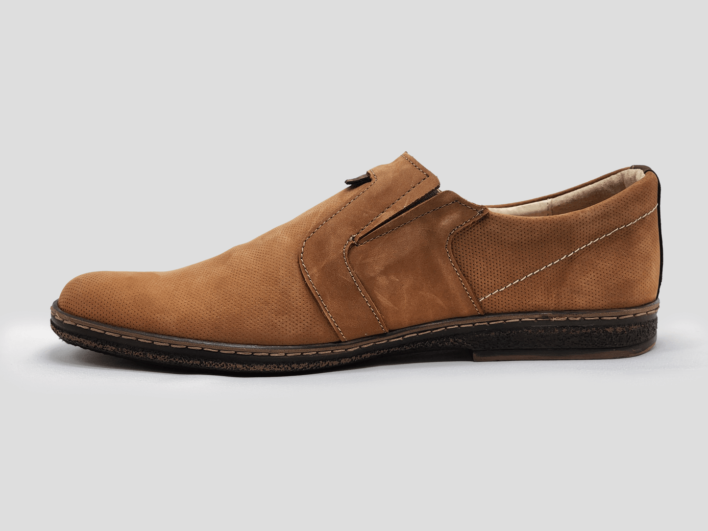 Men's Essential Leather Loafers - Light Brown - Euro Shoe House