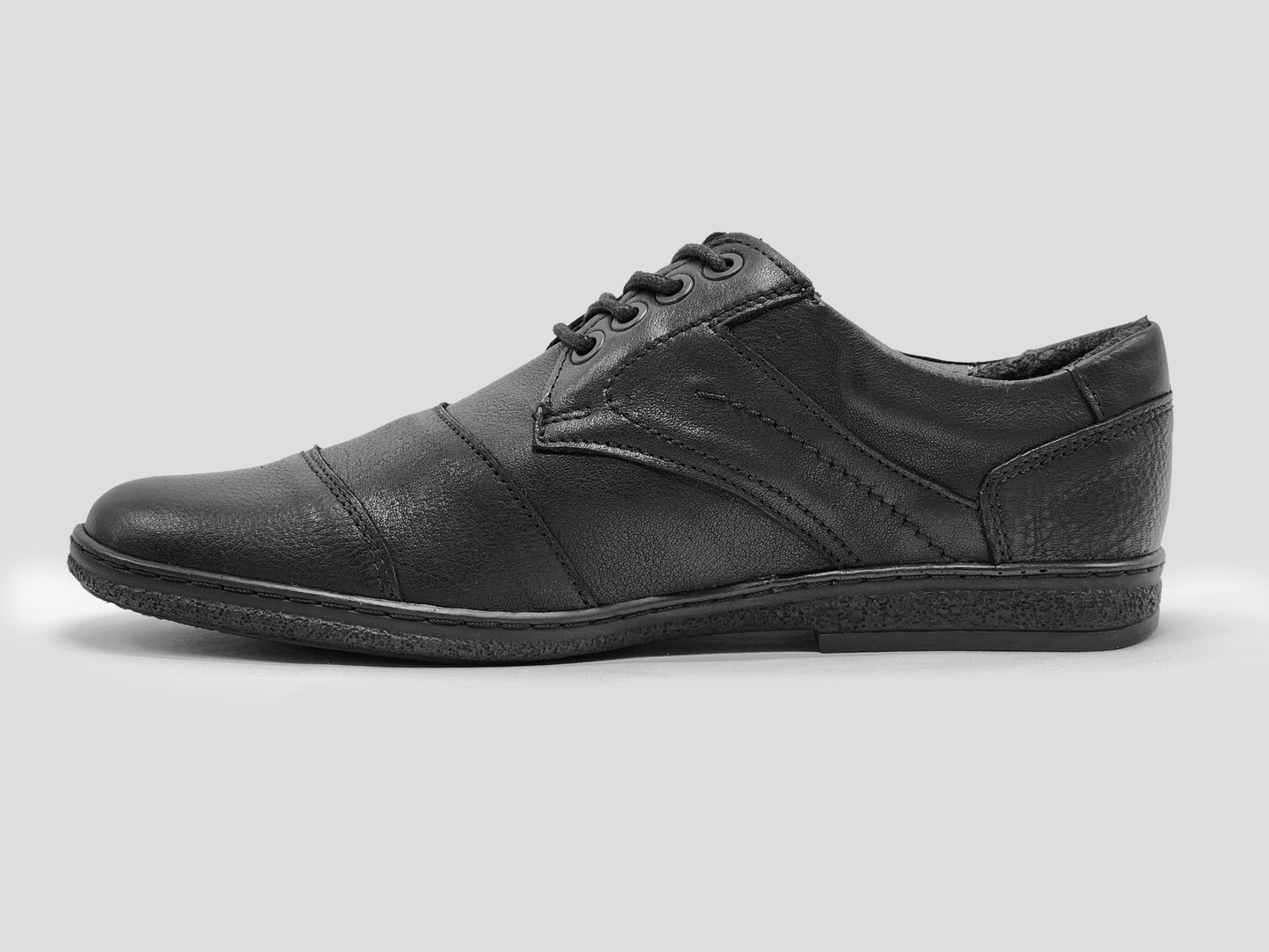 Men's Essential Toe - Cap Zip - Up Leather Dress Shoes - Black - Euro Shoe House