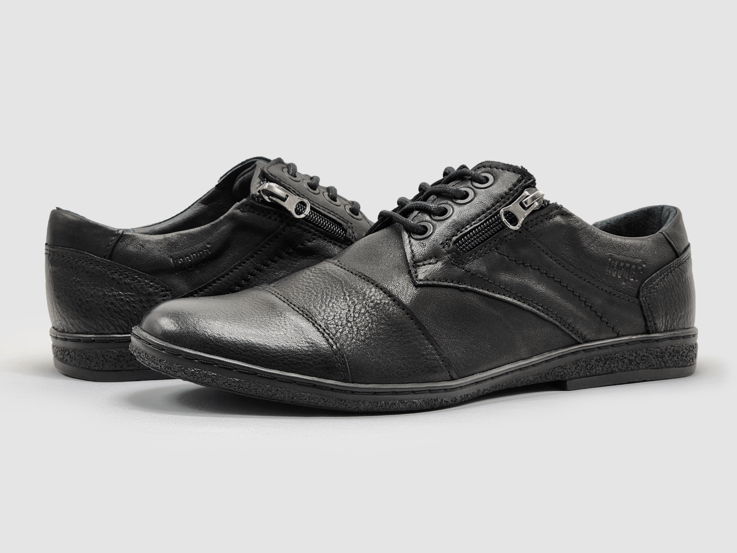 Men's Essential Toe - Cap Zip - Up Leather Dress Shoes - Black - Euro Shoe House