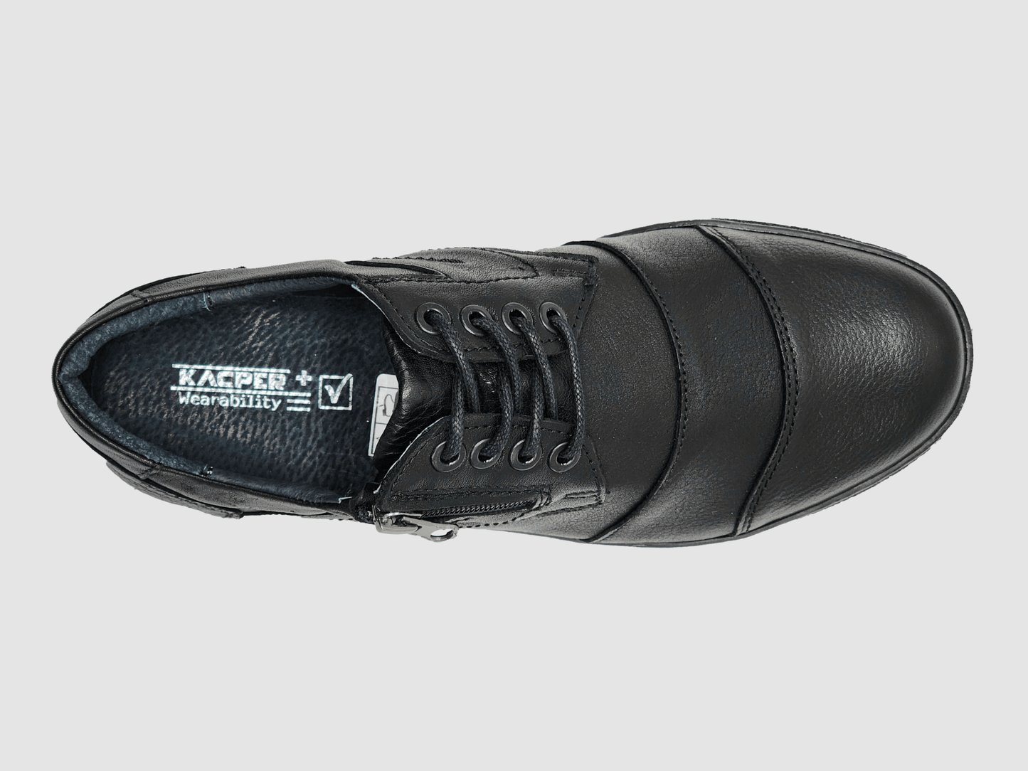 Men's Essential Toe - Cap Zip - Up Leather Dress Shoes - Black - Euro Shoe House