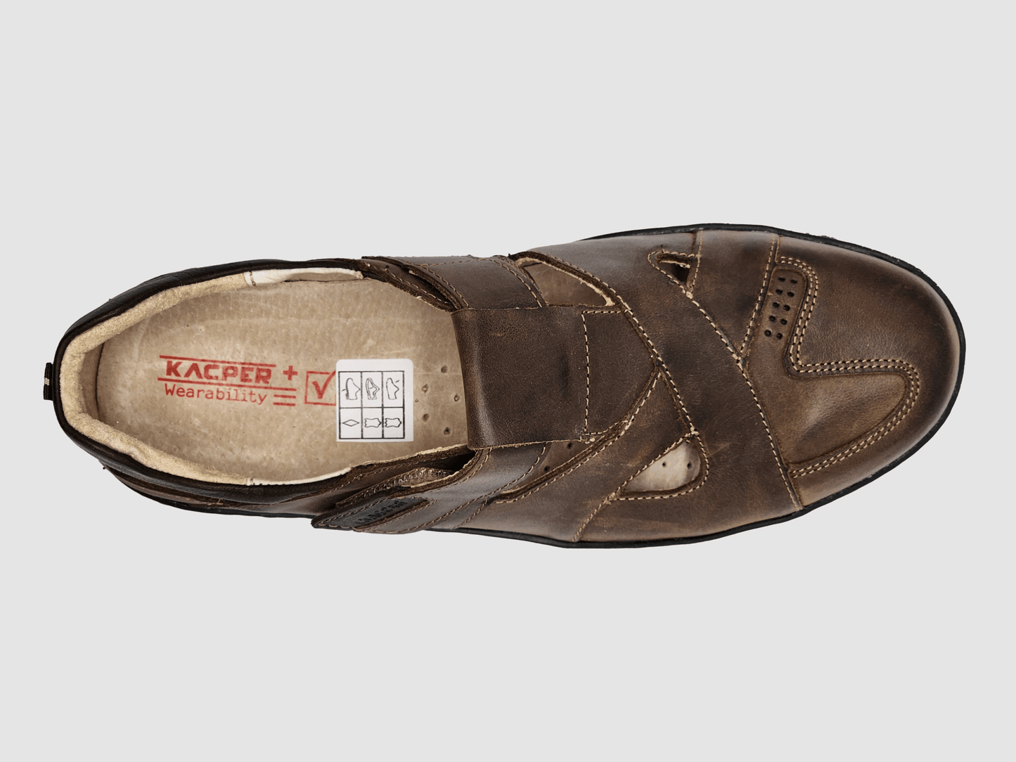 Men's Everyday Closed - Toe Leather Sandals - Brown - Euro Shoe House