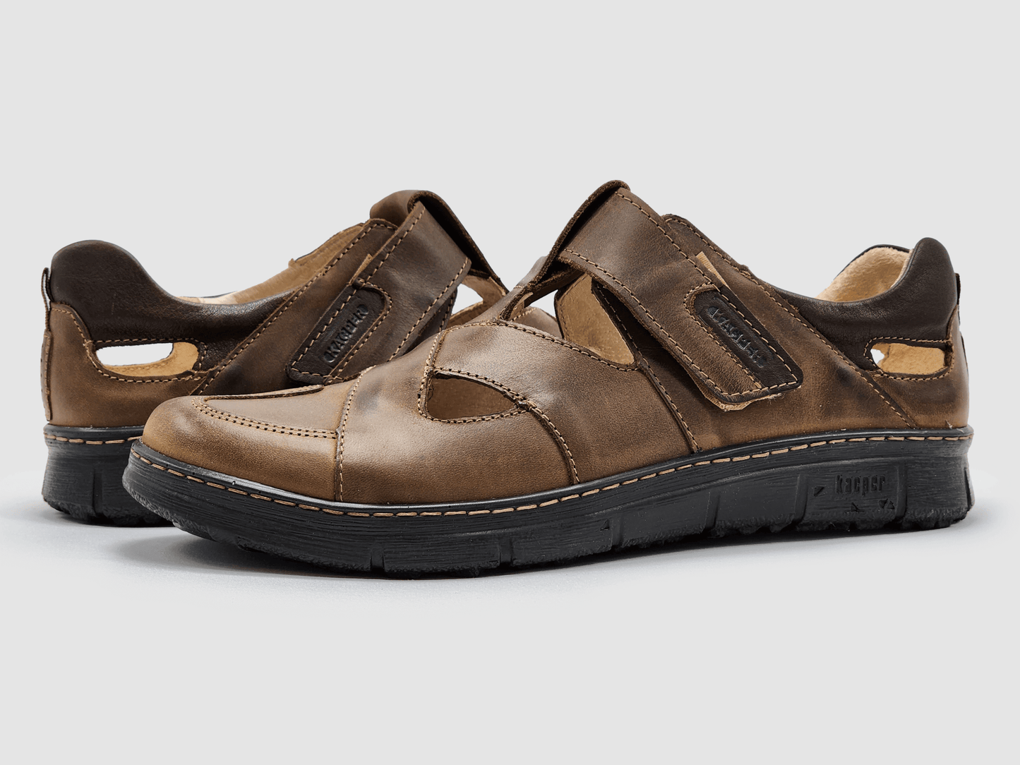 Men's Everyday Closed - Toe Leather Sandals - Brown - Euro Shoe House