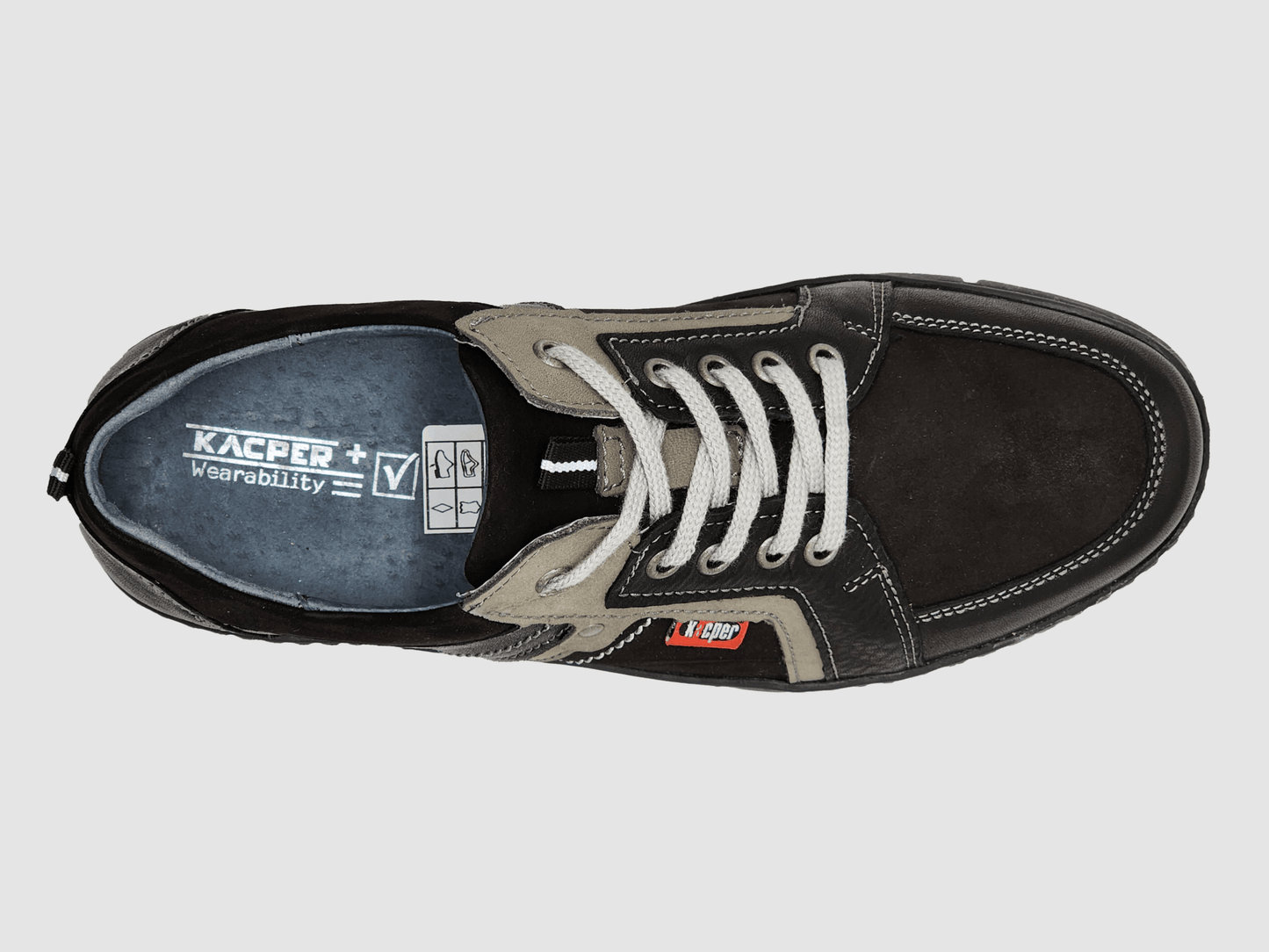 Men's Everyday Leather Shoes - Black/Grey - Euro Shoe House