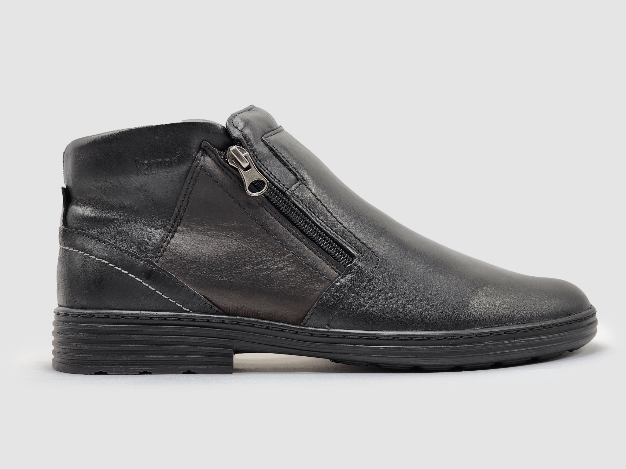 Men's Modern Fur-Lined Zip-Up Leather Boots - Black – Euro Shoe House