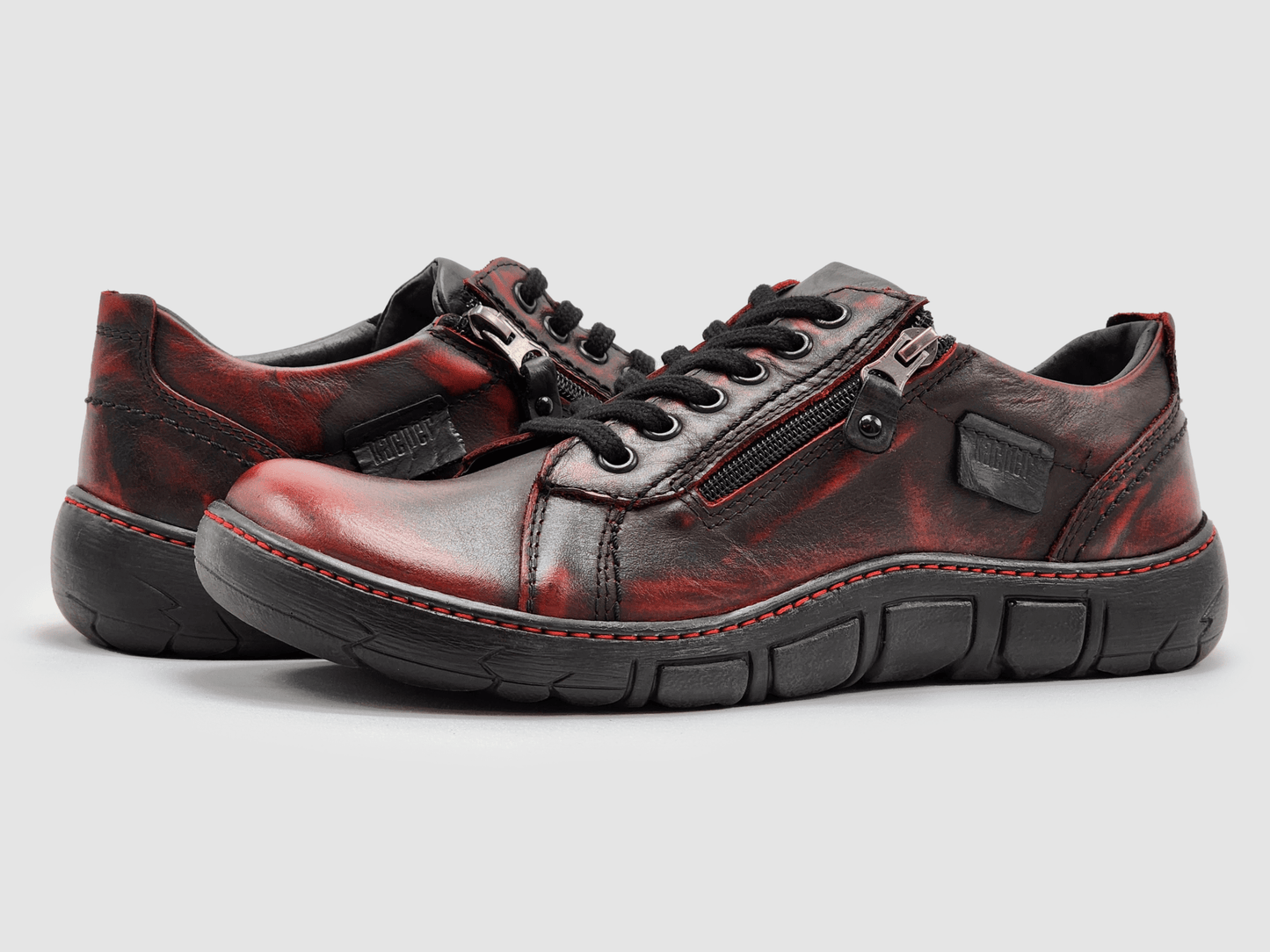 Men's Original Zip - Up Leather Shoes - Red - Euro Shoe House