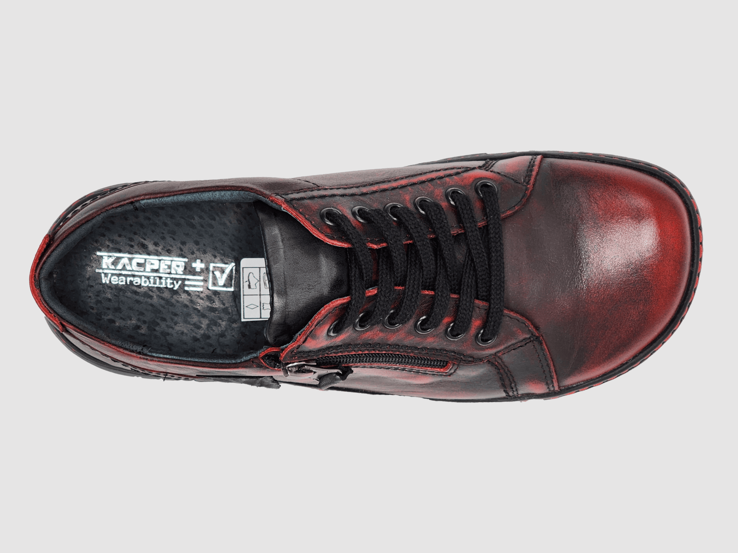 Men's Original Zip - Up Leather Shoes - Red - Euro Shoe House