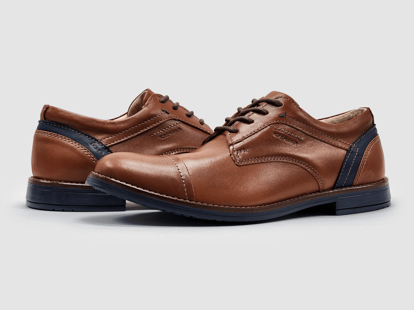 Men's Oxford Toe - Cap Leather Dress Shoes - Brown - Euro Shoe House