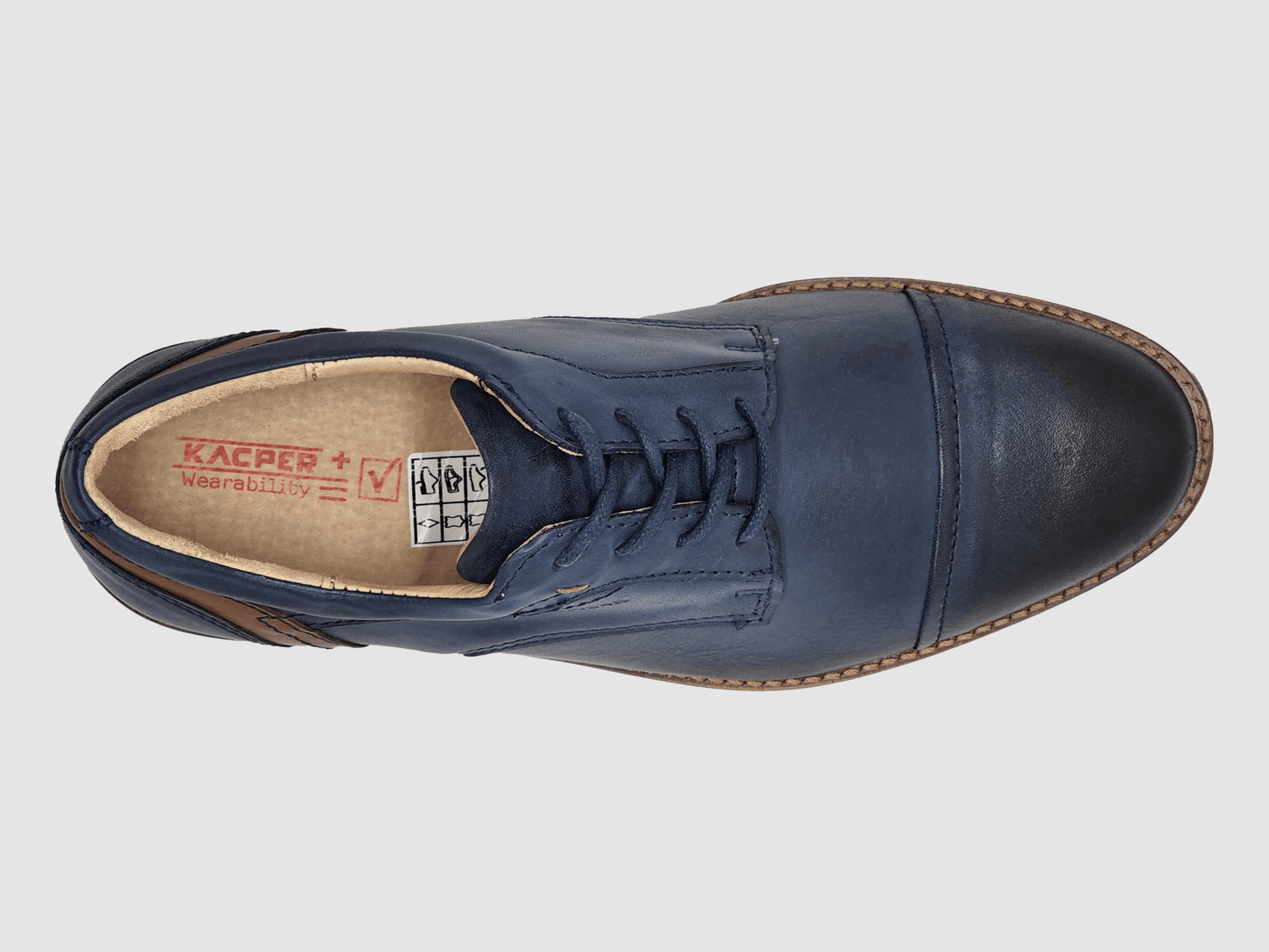 Men's Oxford Toe - Cap Leather Dress Shoes - Navy - Euro Shoe House