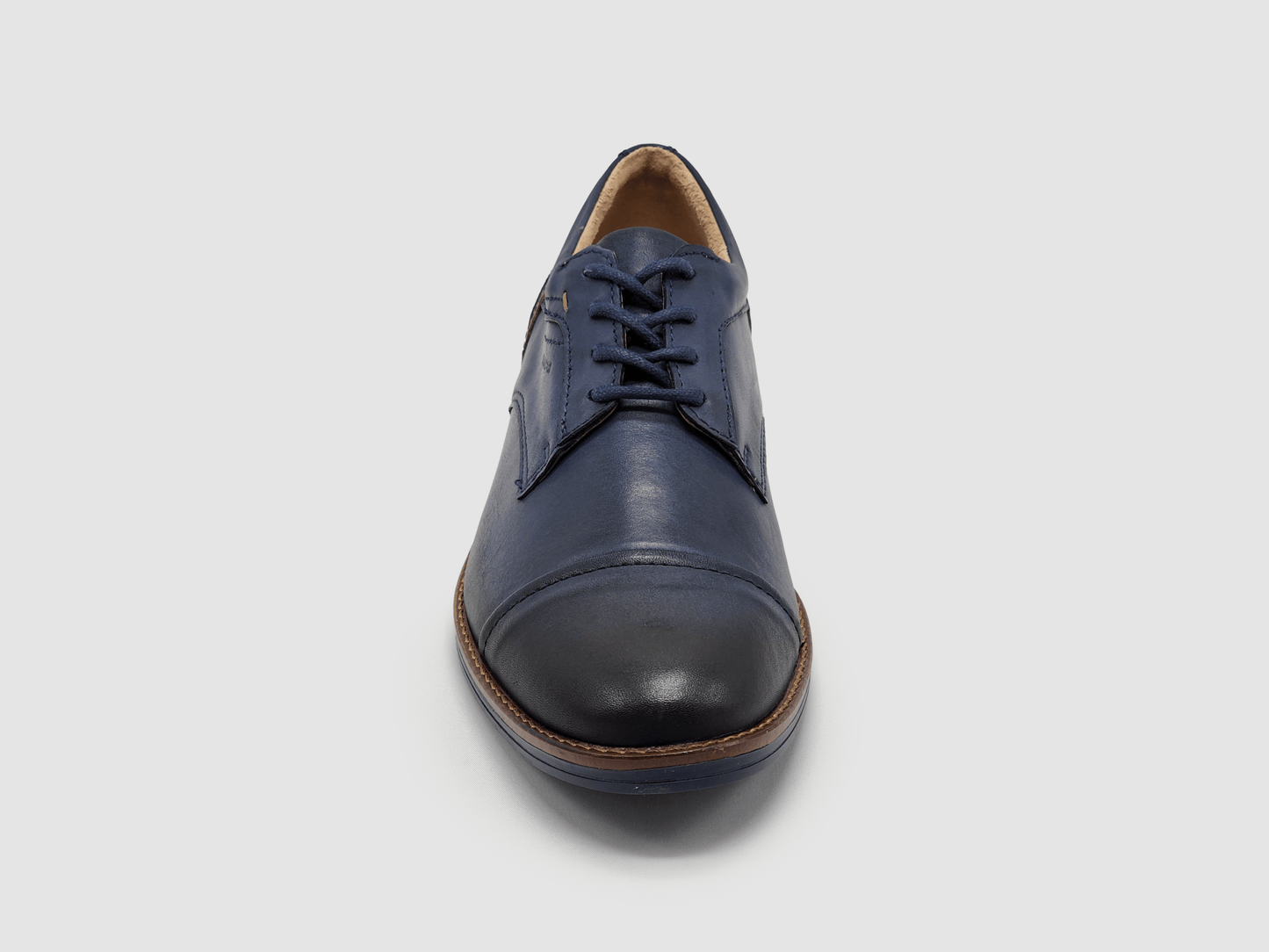Men's Oxford Toe - Cap Leather Dress Shoes - Navy - Euro Shoe House