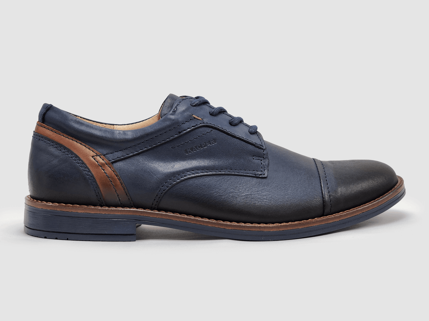 Men's Oxford Toe - Cap Leather Dress Shoes - Navy - Euro Shoe House