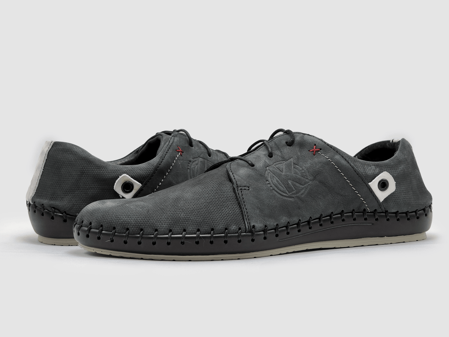 Men's Stitched Leather Shoes - Graphite - Euro Shoe House