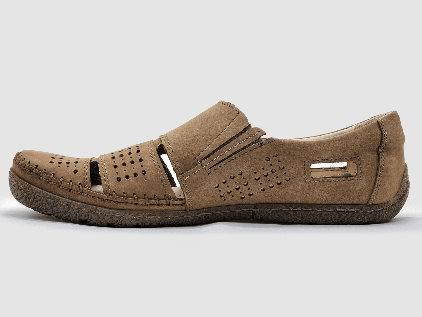 Men's Vacation Leather Sandals - Beige - Euro Shoe House
