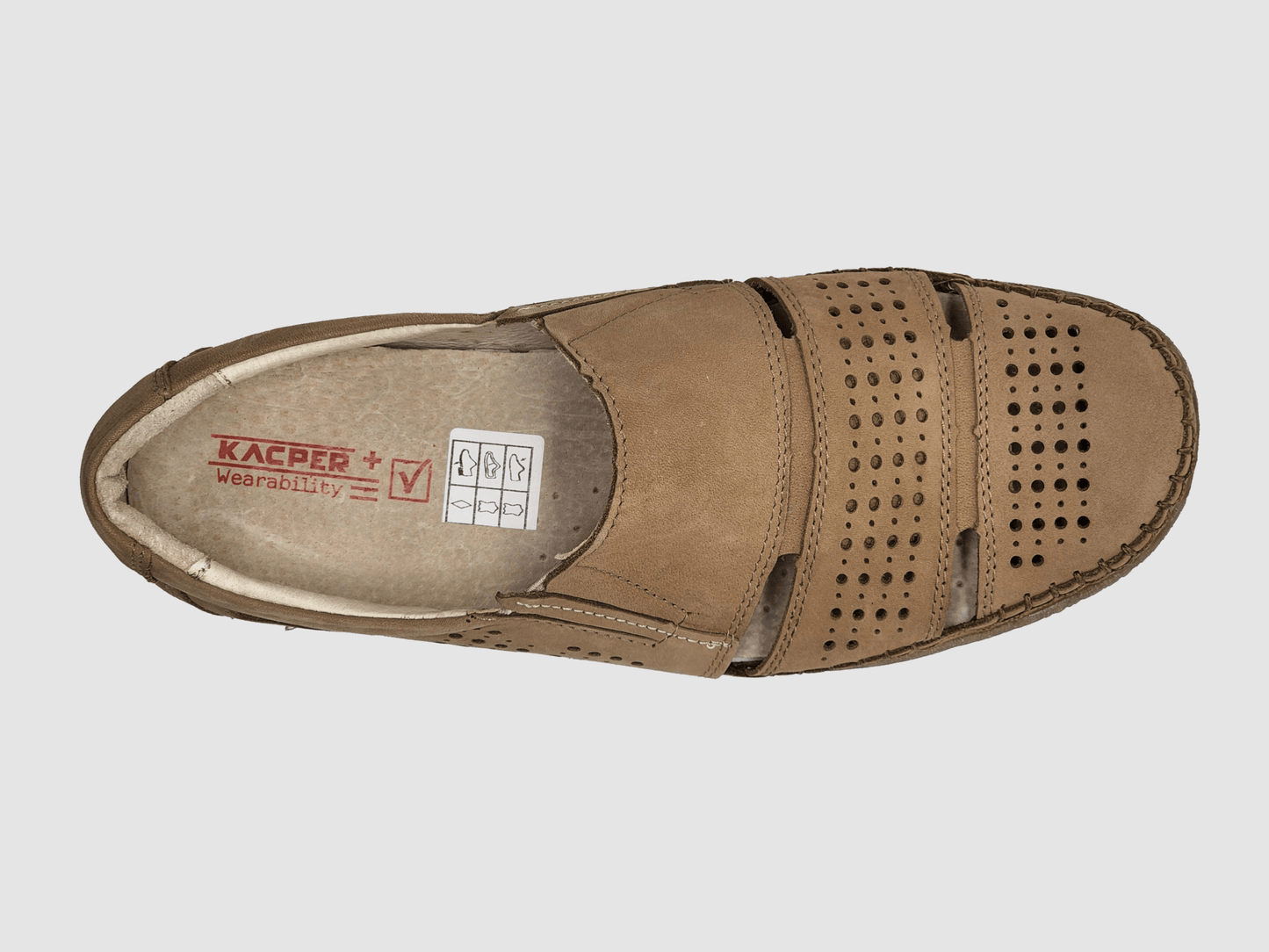 Men's Vacation Leather Sandals - Beige - Euro Shoe House