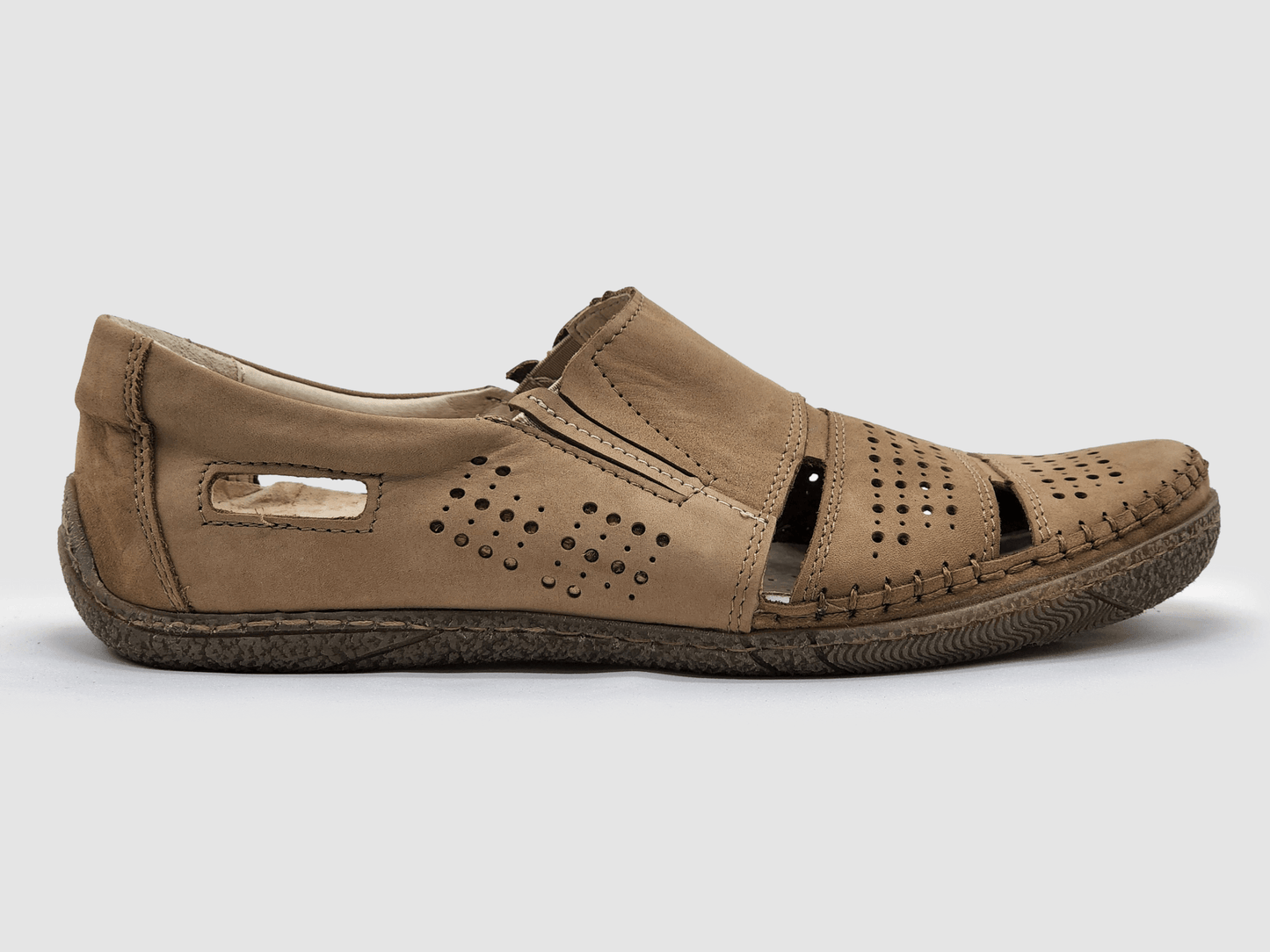Men's Vacation Leather Sandals - Beige - Euro Shoe House