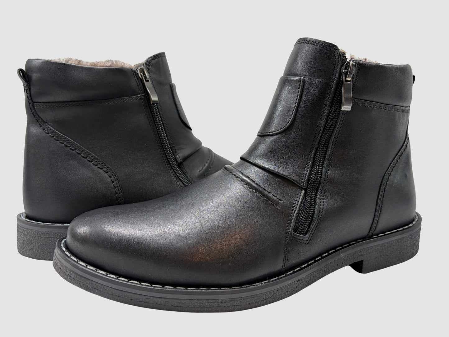 Men's Viktor Leather Boots - Black - Euro Shoe House