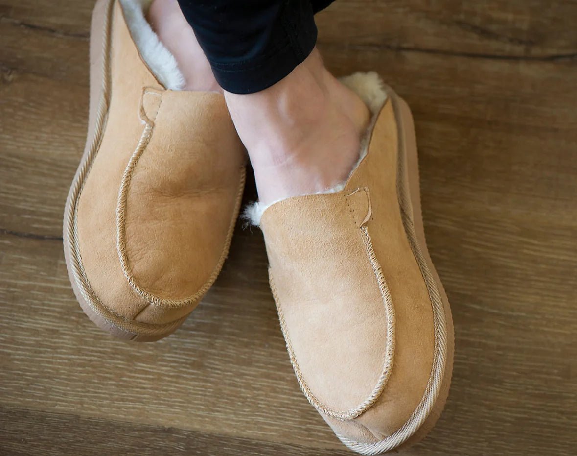 Unisex Kodiak Sheepskin Slippers - Beige - Euro Shoe House