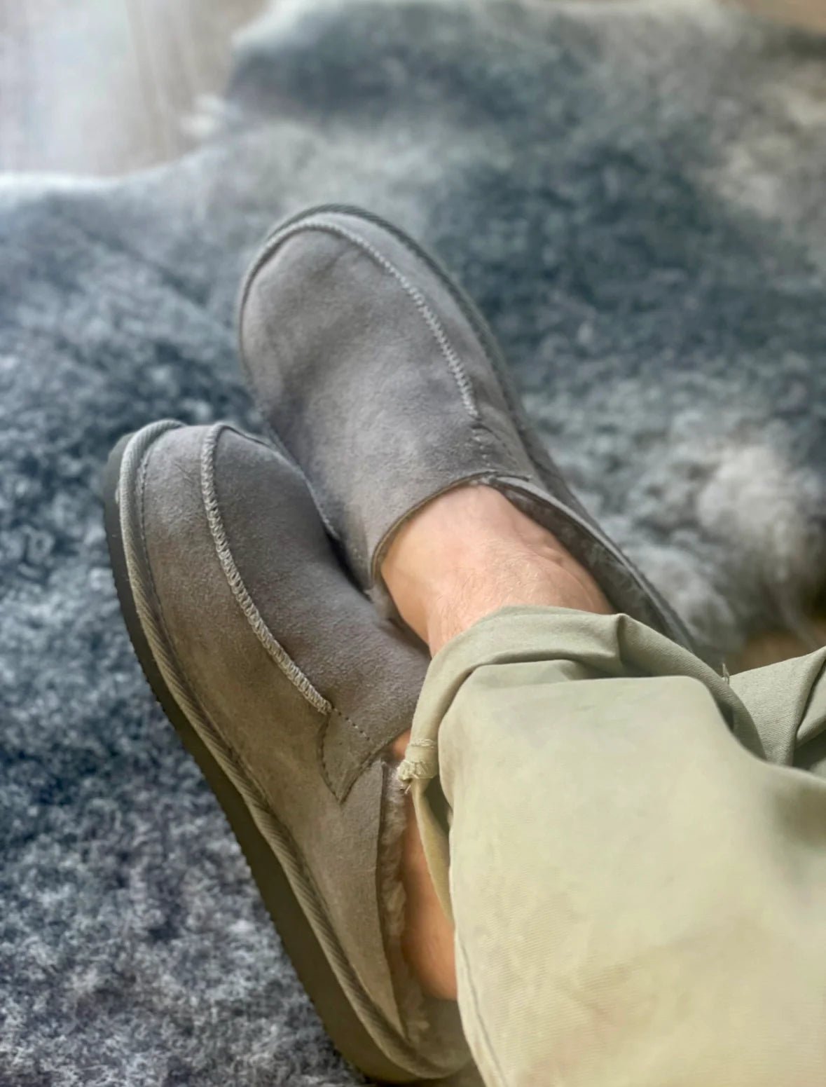 Unisex Kodiak Sheepskin Slippers - Grey - Euro Shoe House