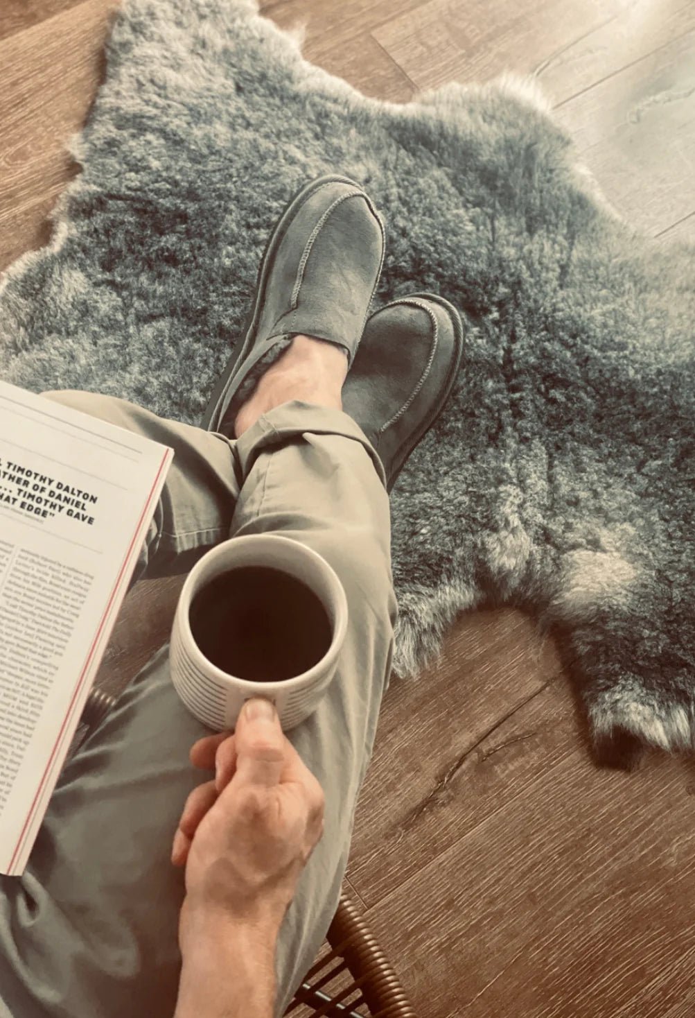 Unisex Kodiak Sheepskin Slippers - Grey - Euro Shoe House