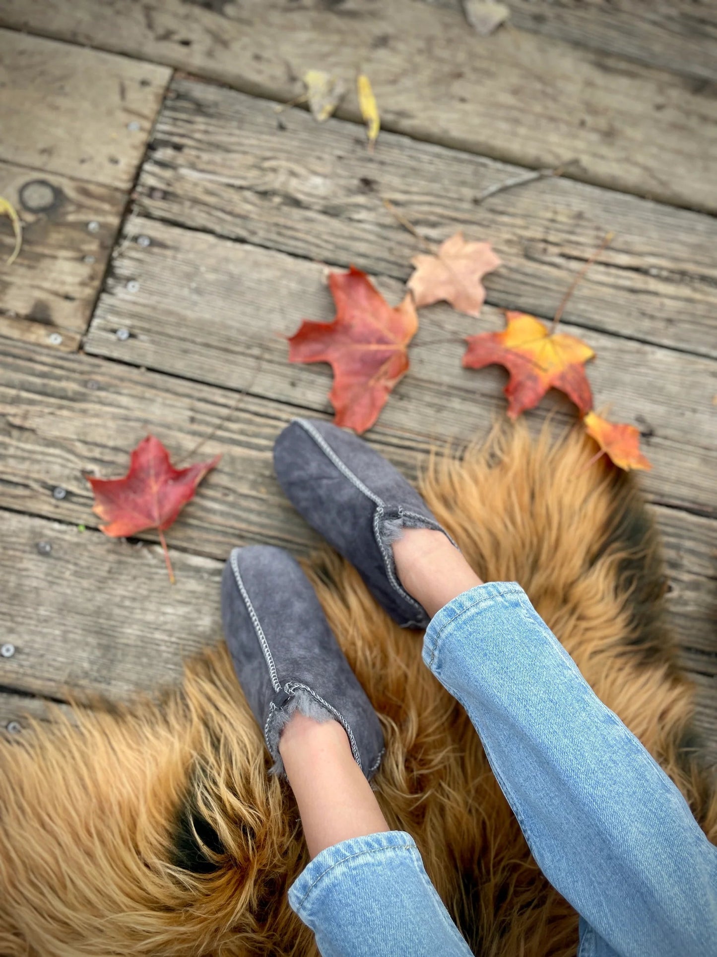 Unisex Mikolaj Sheepskin Slippers - Grey - Euro Shoe House