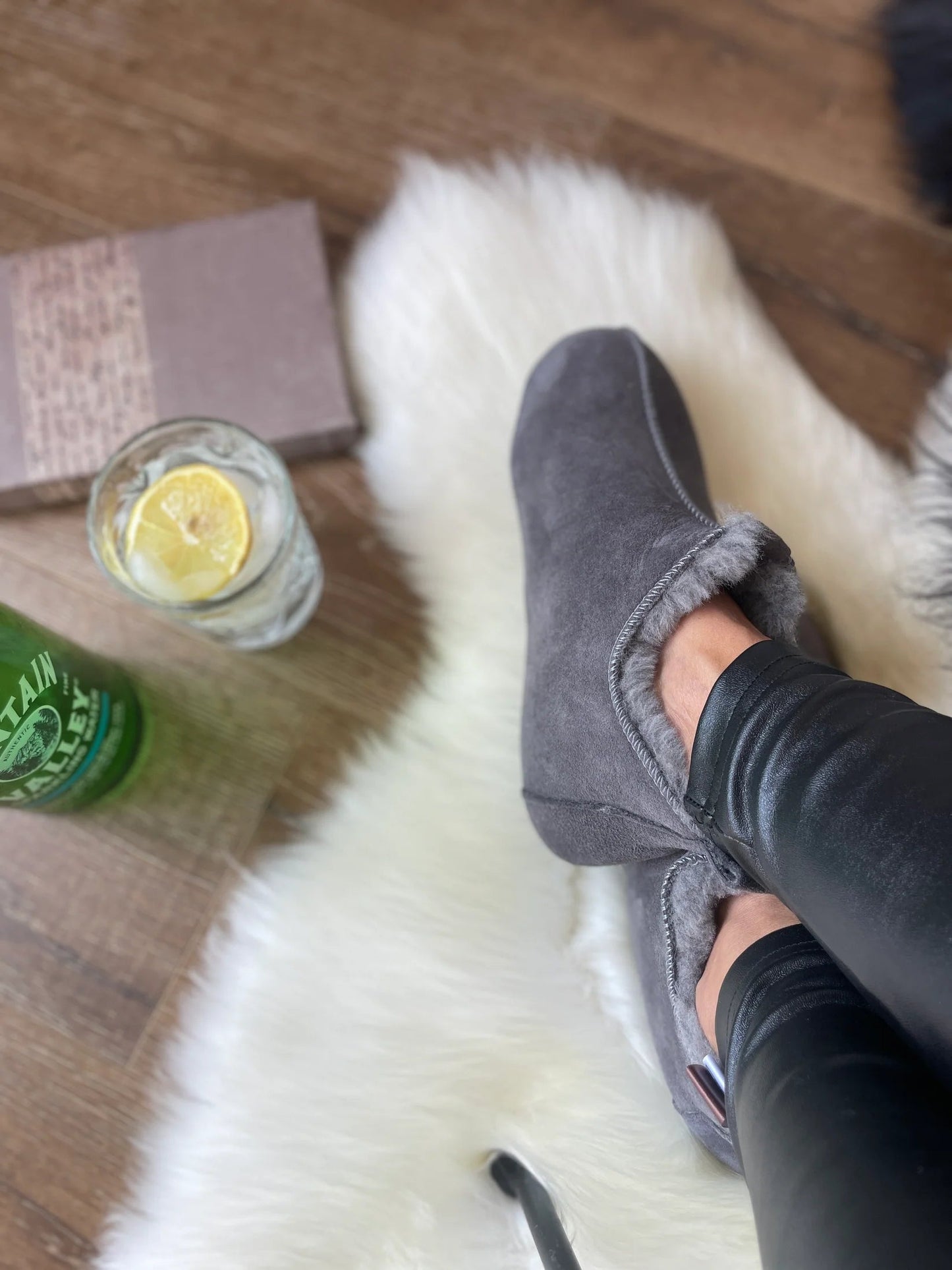 Unisex Mikolaj Sheepskin Slippers - Grey - Euro Shoe House