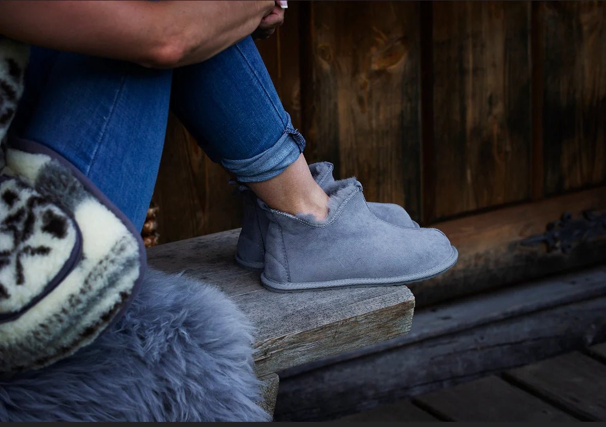 Unisex Tundra Sheepskin Slippers - Grey - Euro Shoe House