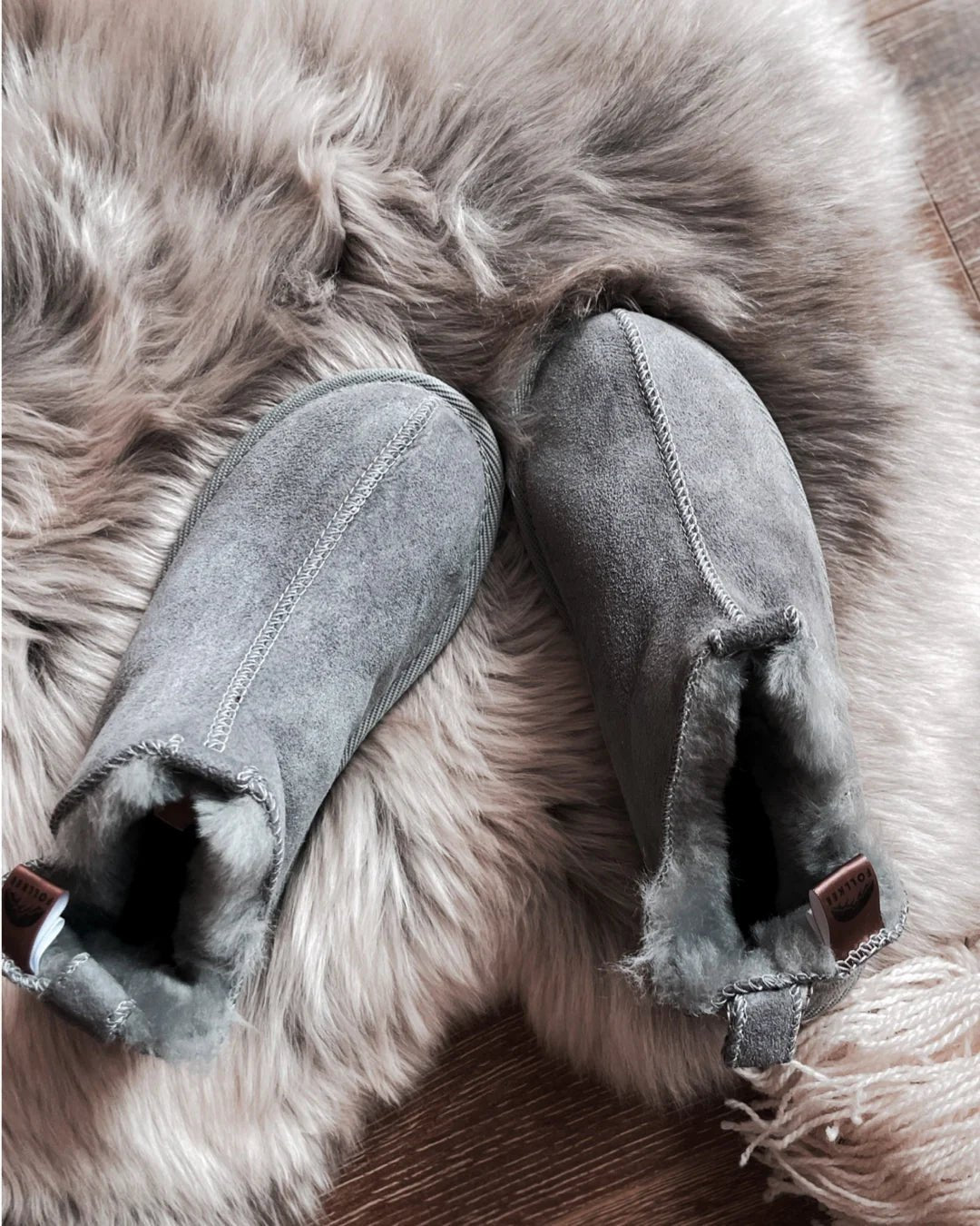 Unisex Tundra Sheepskin Slippers - Grey - Euro Shoe House
