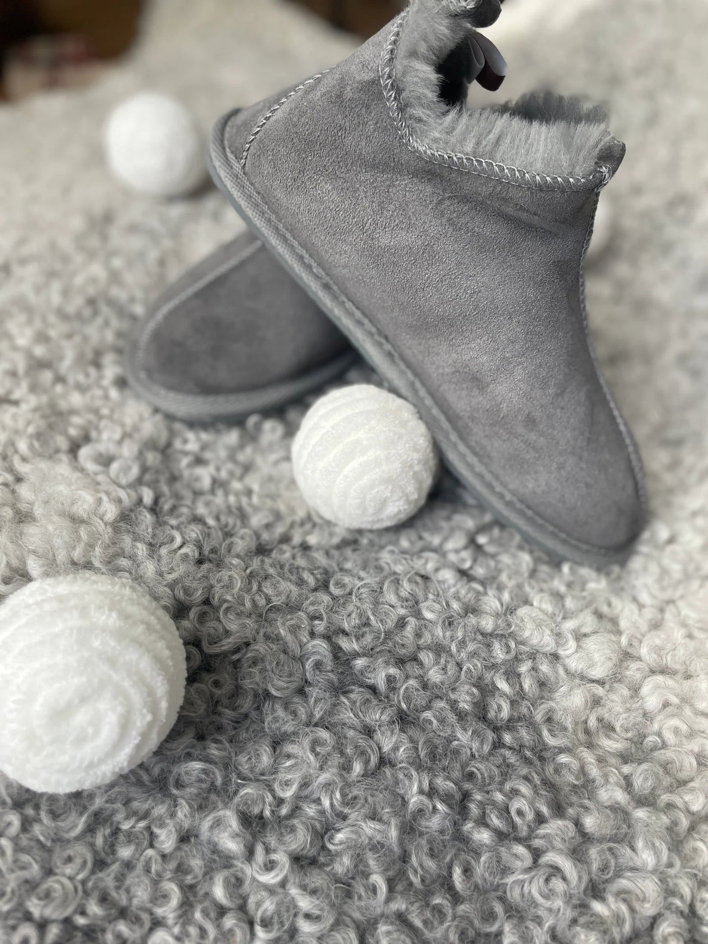 Unisex Tundra Sheepskin Slippers - Grey - Euro Shoe House