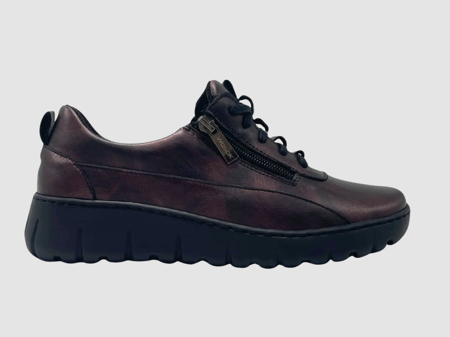 Wasak Azalea Leather Sneaker - Metallic Burgundy - Euro Shoe House