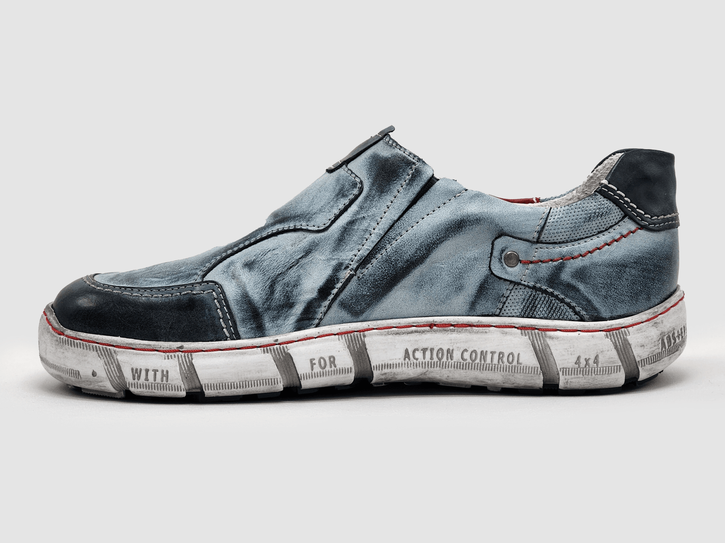 Women's Action Zip - Up Leather Shoes - Blue - Euro Shoe House