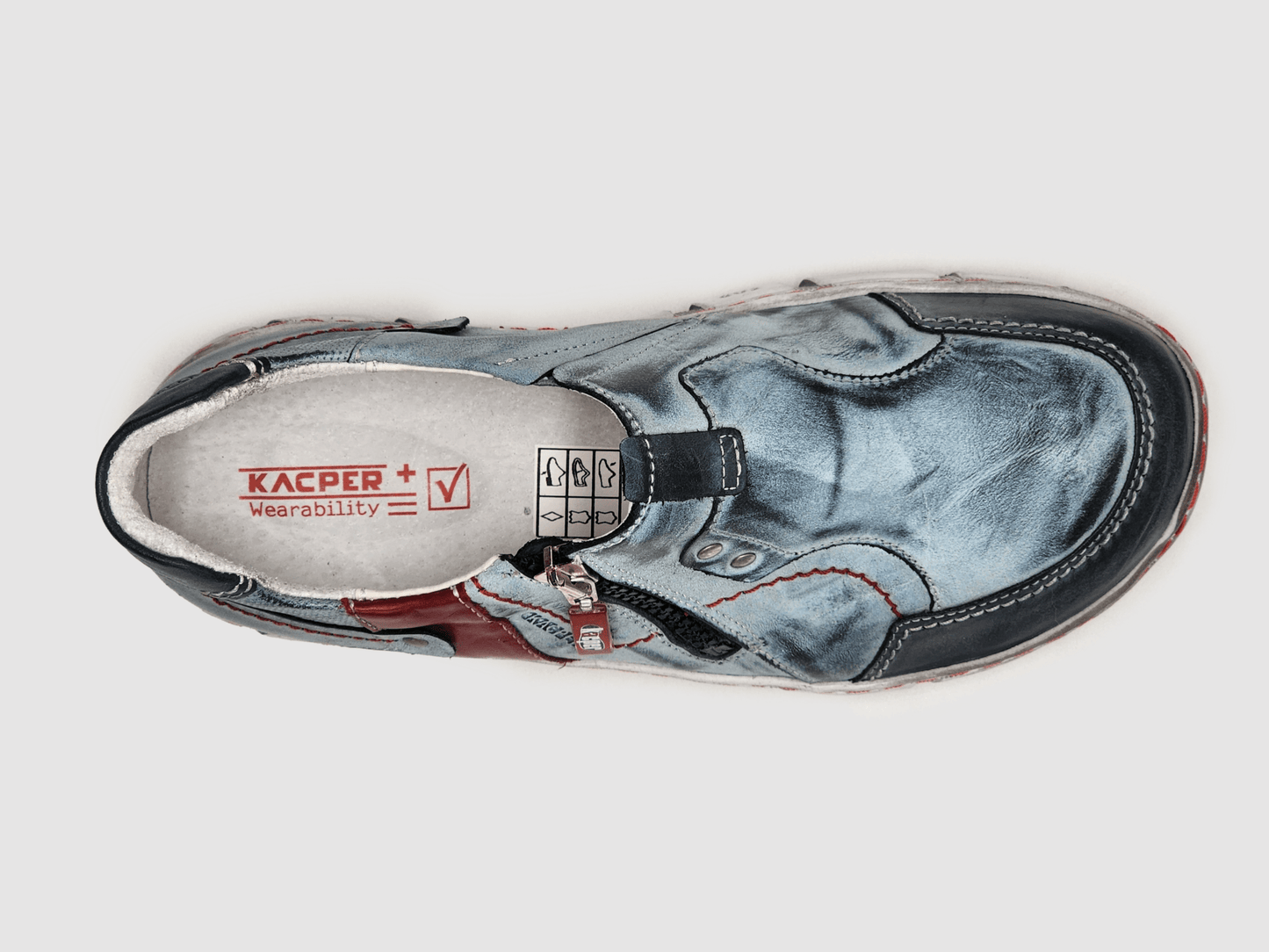 Women's Action Zip - Up Leather Shoes - Blue - Euro Shoe House