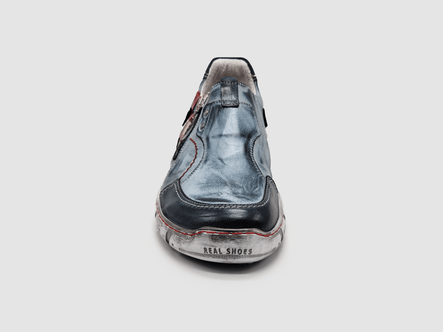 Women's Action Zip - Up Leather Shoes - Blue - Euro Shoe House