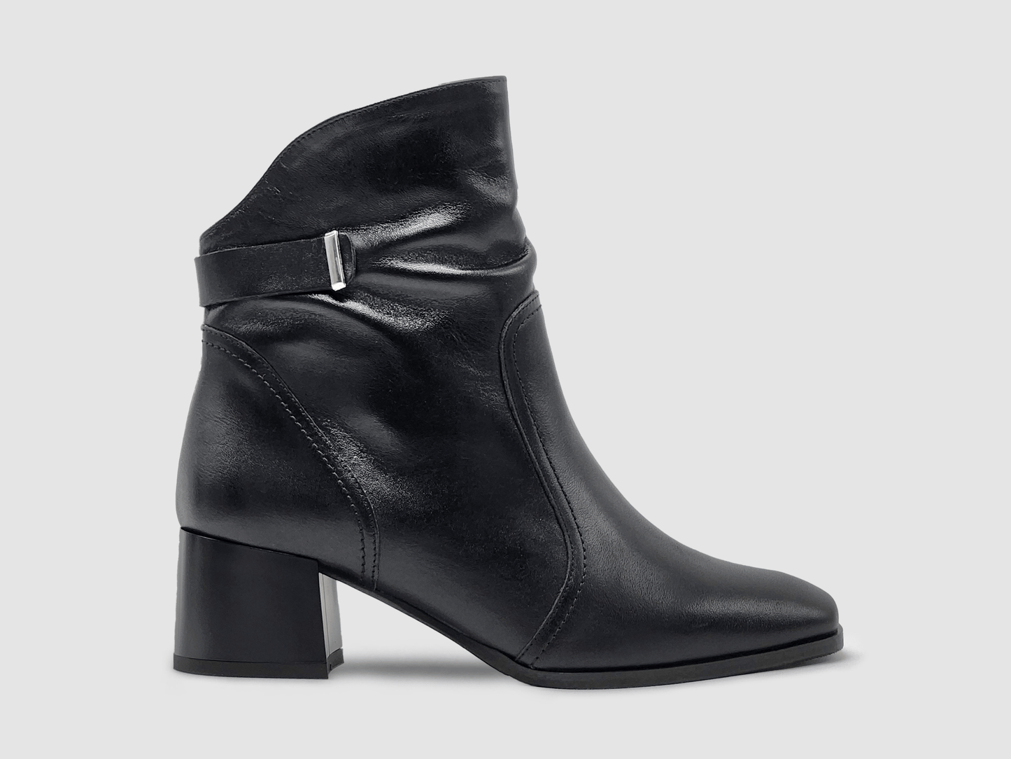Women's AGA Maria Tall Leather Booties - Black - Euro Shoe House