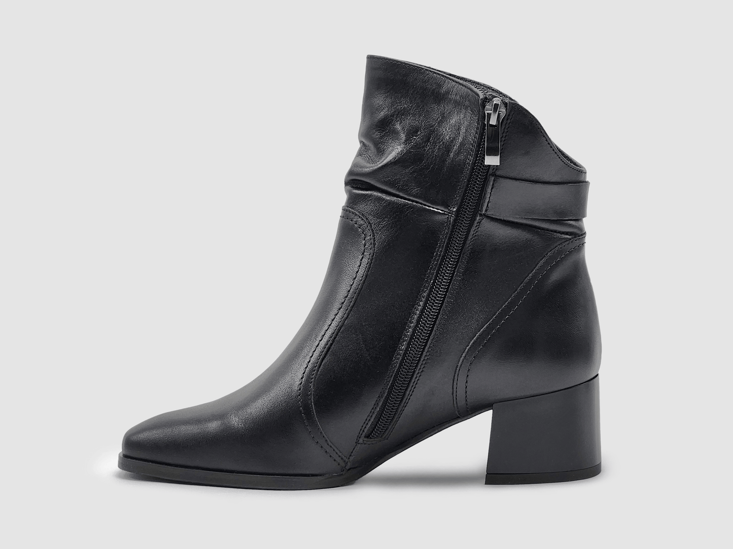 Women's AGA Maria Tall Leather Booties - Black - Euro Shoe House
