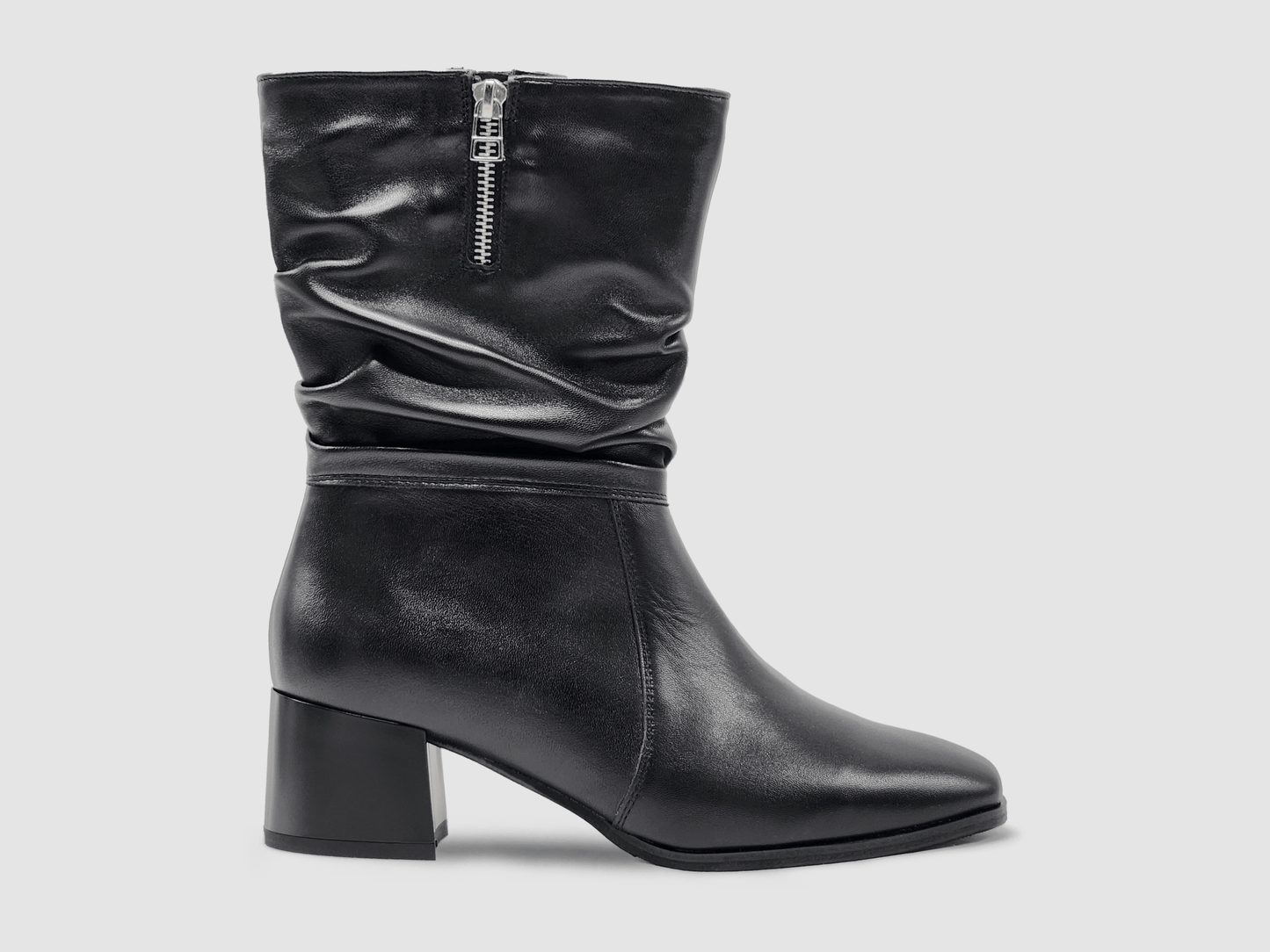 Women's AGA Nadia Tall Leather Booties - Black - Euro Shoe House