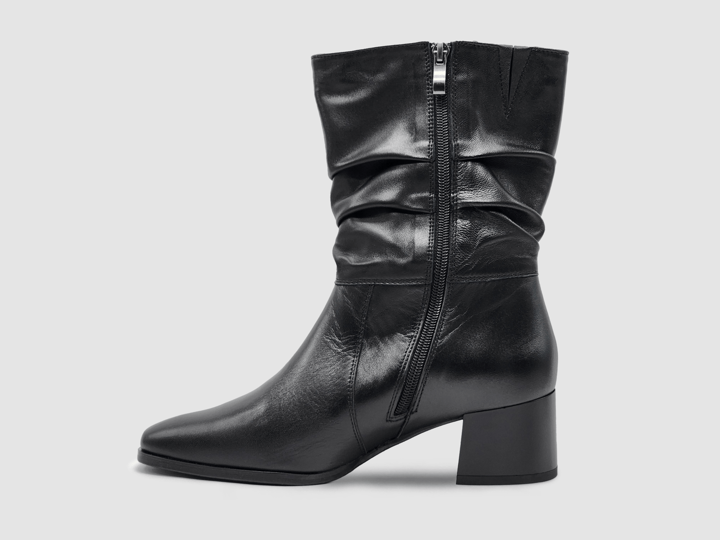 Women's AGA Nadia Tall Leather Booties - Black - Euro Shoe House