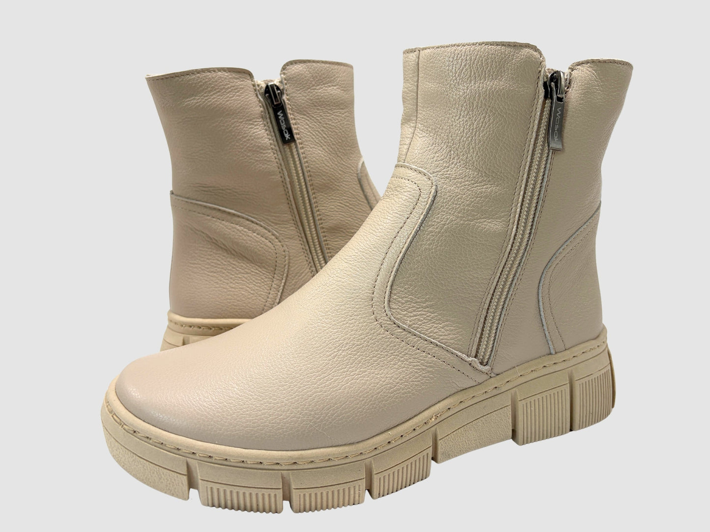 Women's Alba Leather Sneaker - Beige - Euro Shoe House