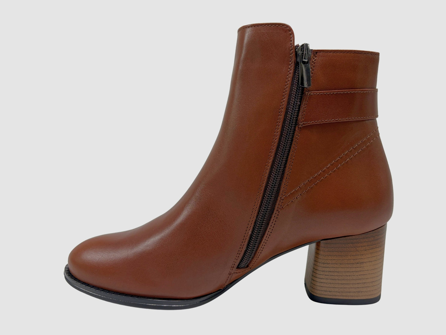 Women's Daria Leather Booties - Brown - Euro Shoe House