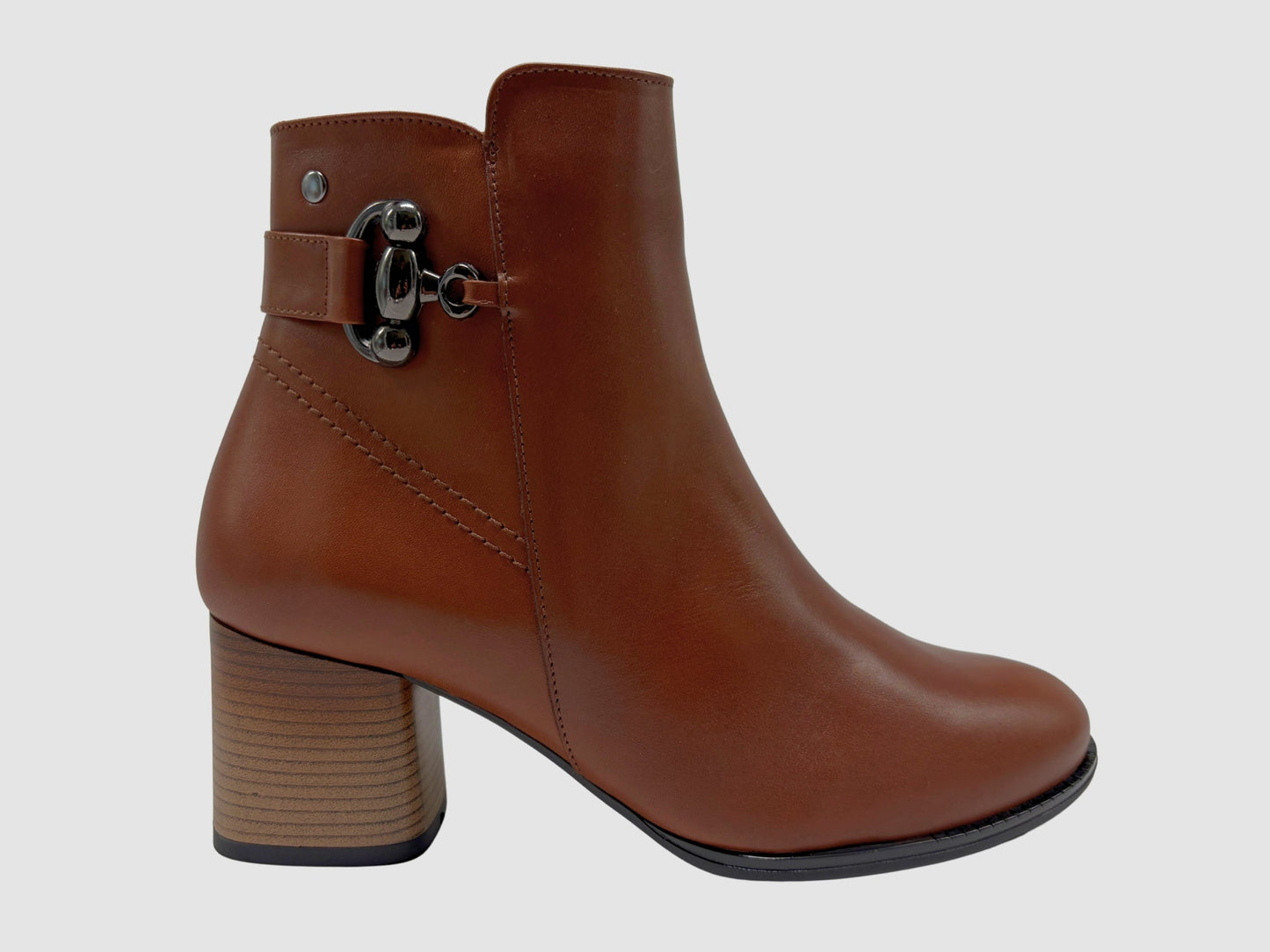 Women's Daria Leather Booties - Brown - Euro Shoe House