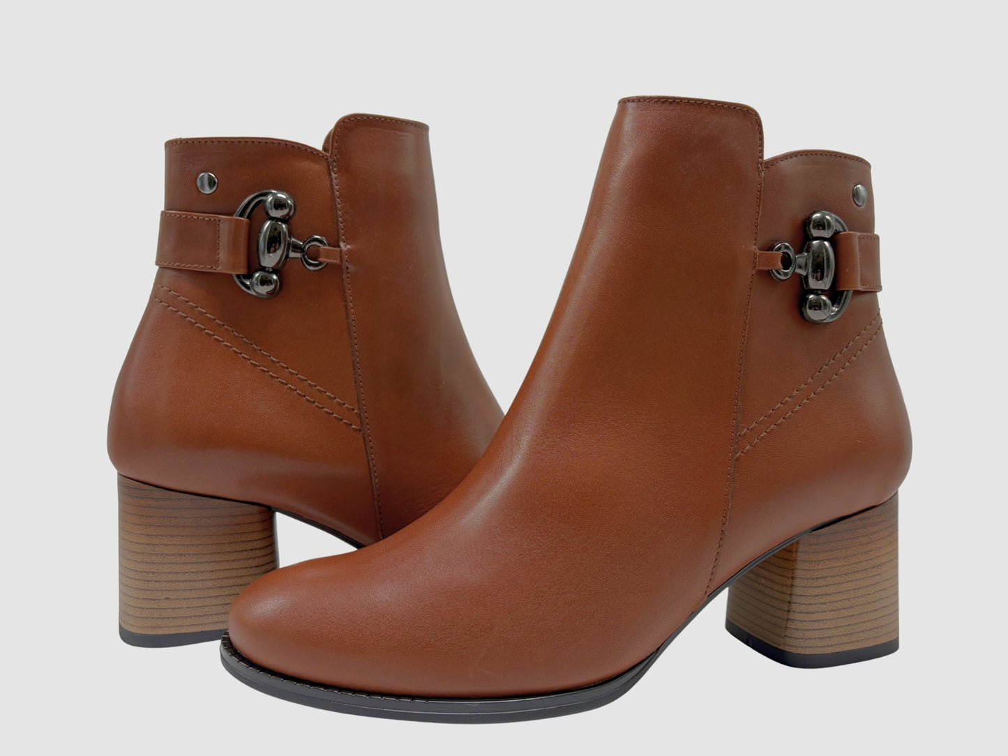 Women's Daria Leather Booties - Brown - Euro Shoe House