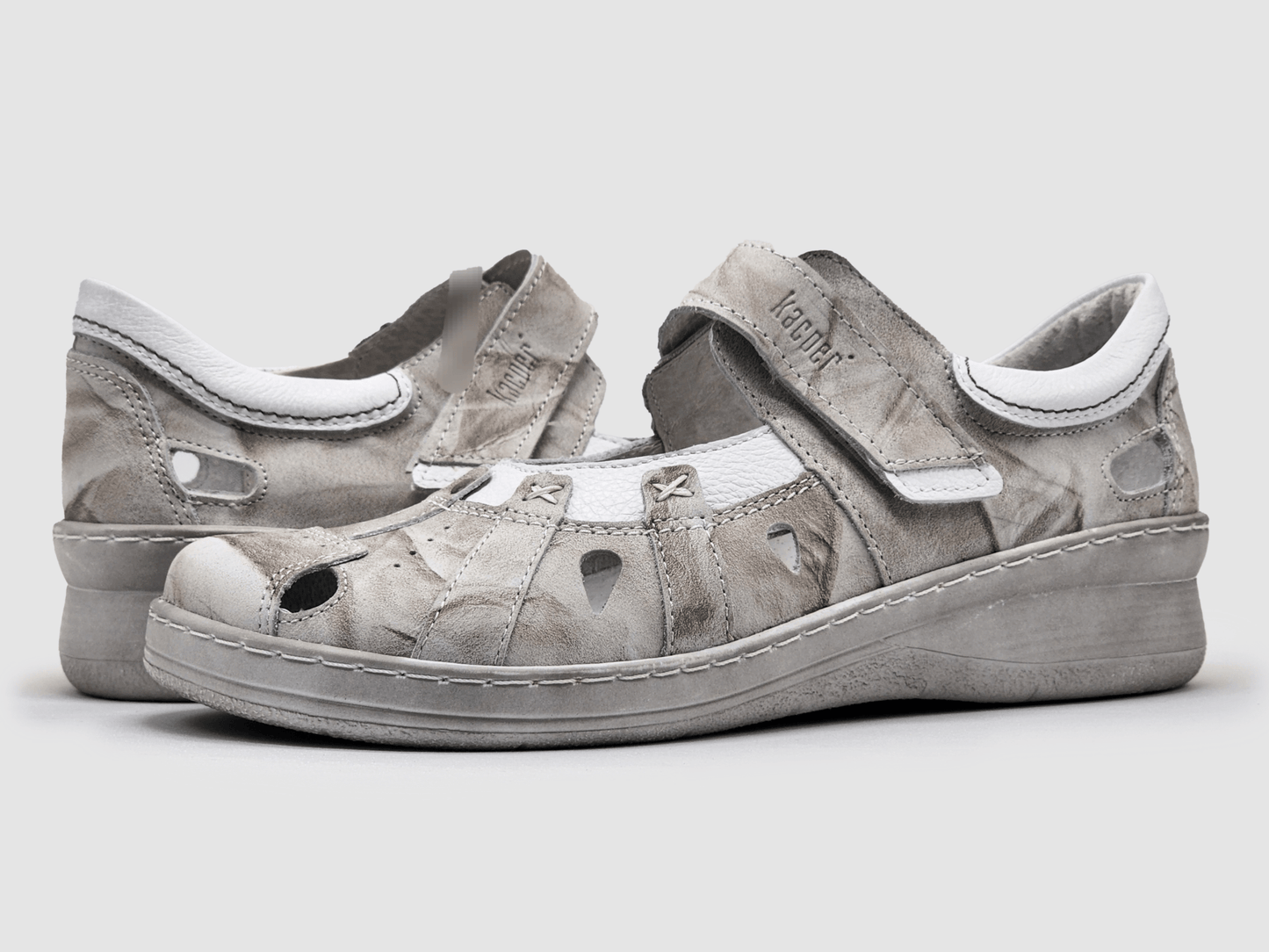 Women's Dr Wellness Leather Sandals - Grey - Euro Shoe House