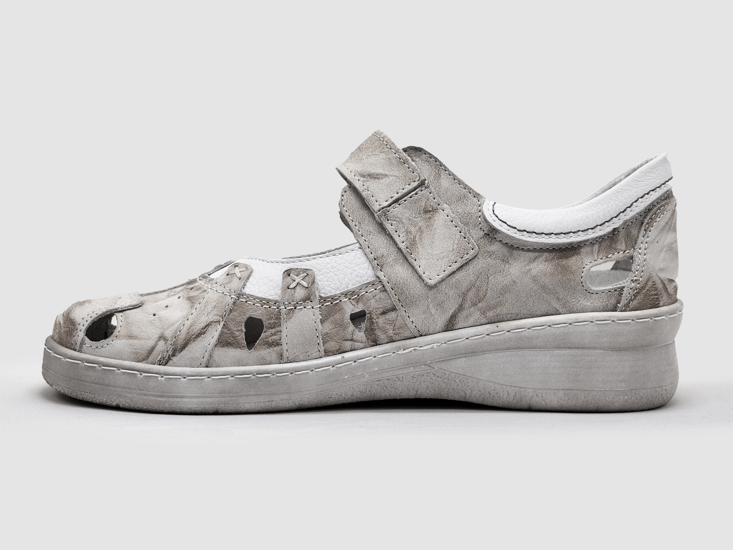 Women's Dr Wellness Leather Sandals - Grey - Euro Shoe House