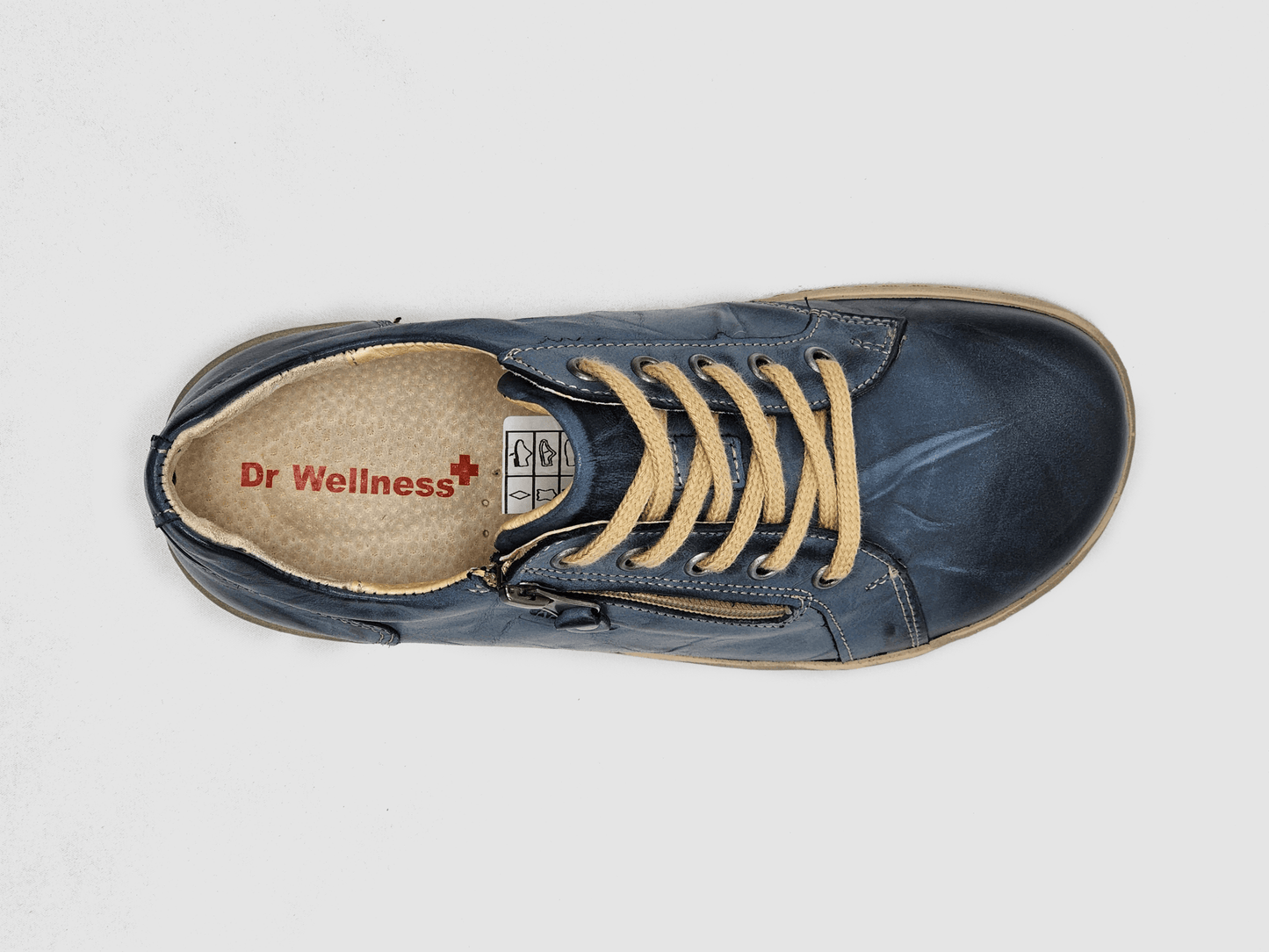 Women's Dr Wellness Zip - Up Leather Shoes - Blue - Euro Shoe House