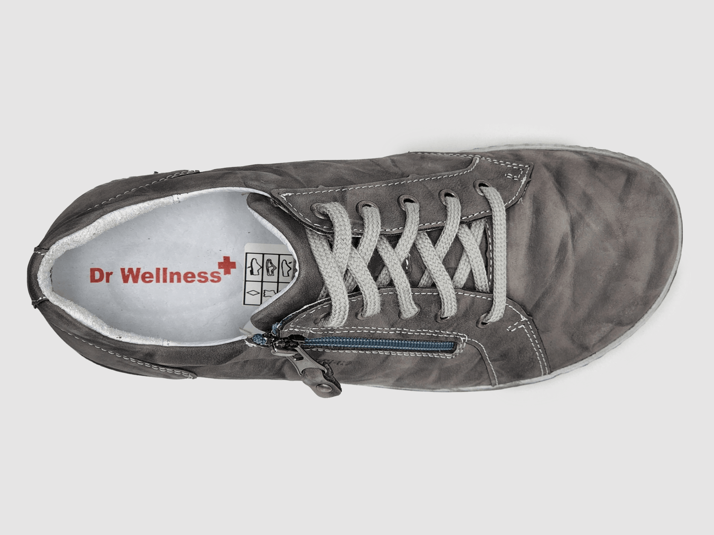 Women's Dr Wellness Zip - Up Leather Shoes - Dark Grey - Euro Shoe House