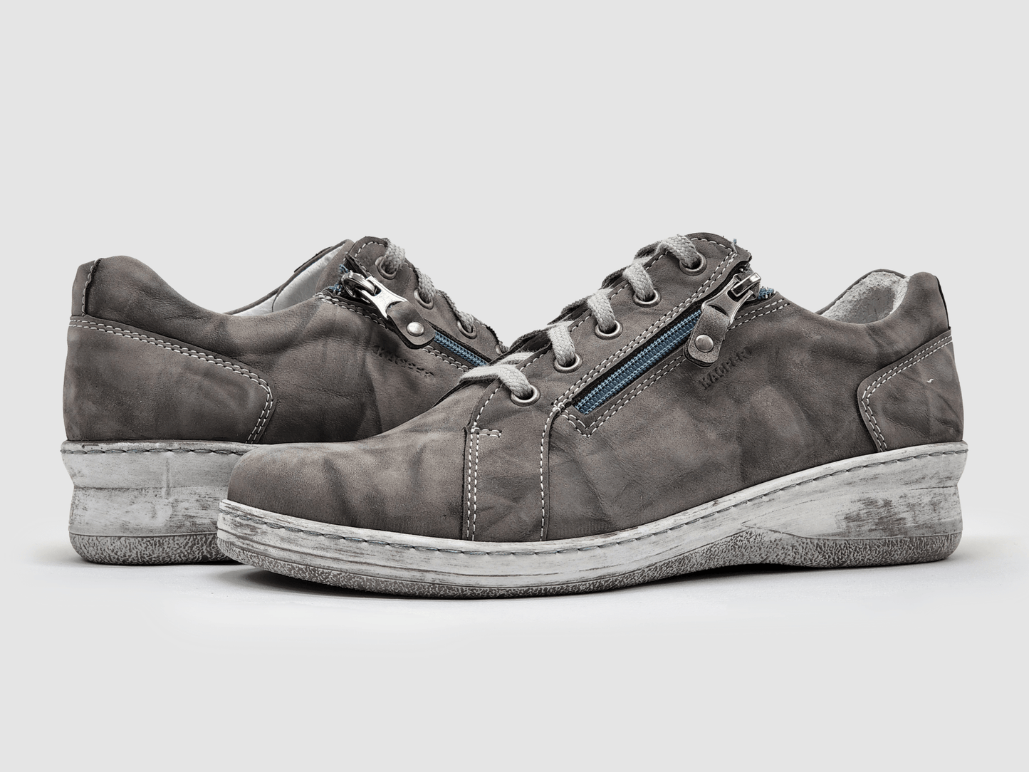 Women's Dr Wellness Zip - Up Leather Shoes - Dark Grey - Euro Shoe House