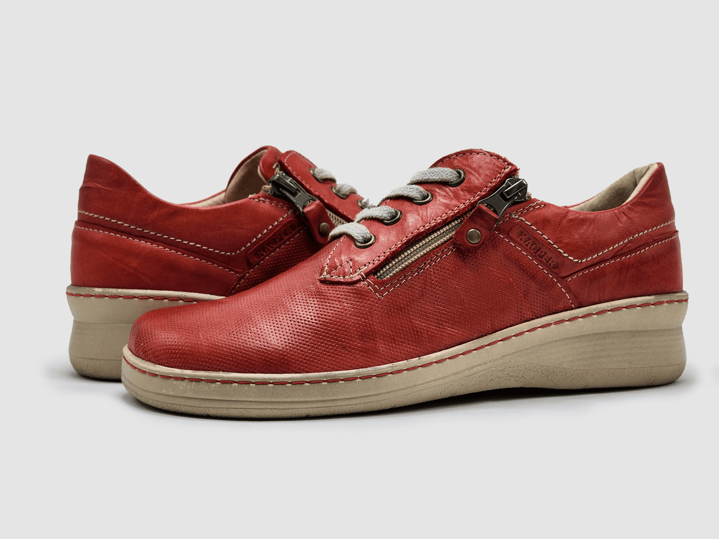 Women's Dr Wellness Zip - Up Leather Shoes - Red - Euro Shoe House